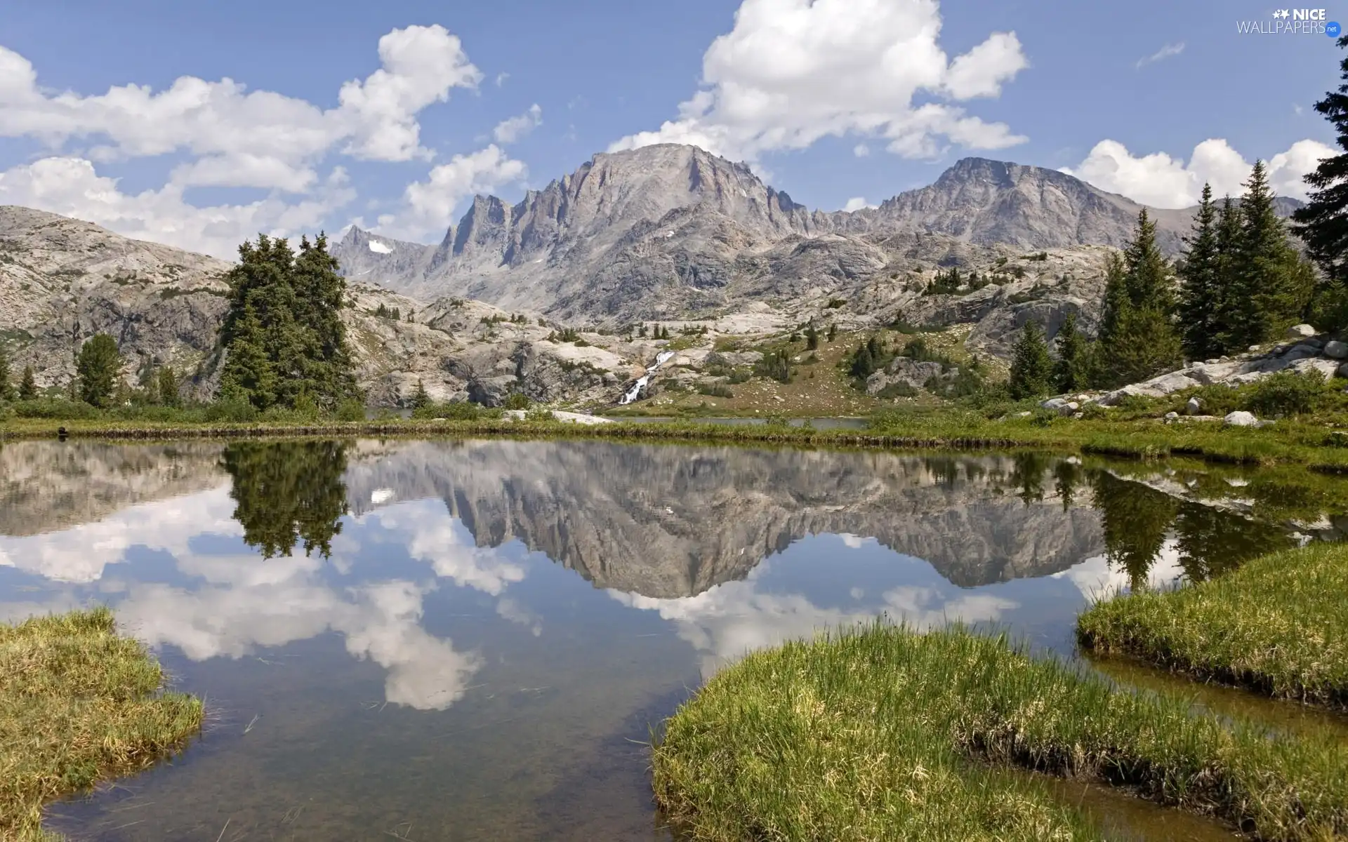 lake, Spring, Mountains