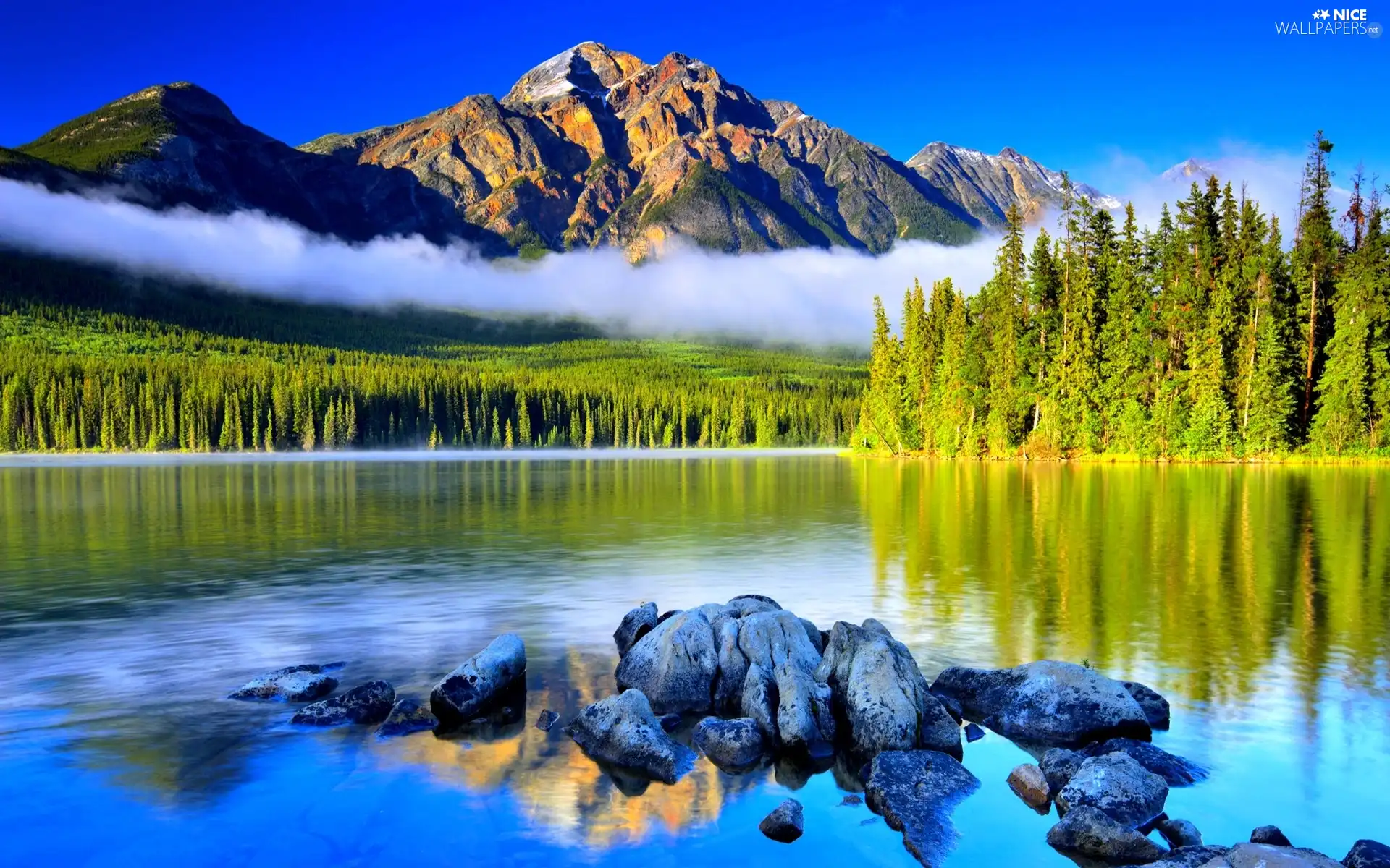 reflection, Mountains, lake, Mirror