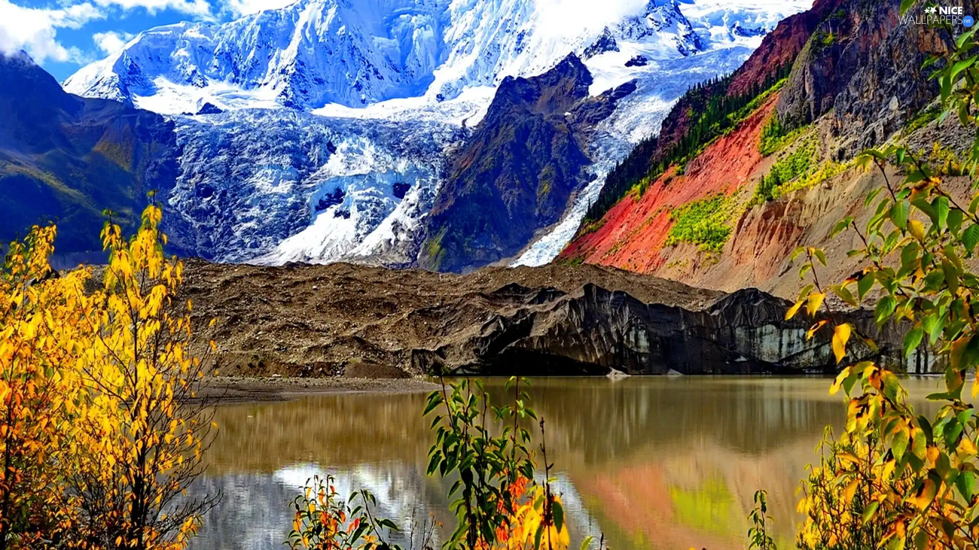 lake, Mountains, rocks