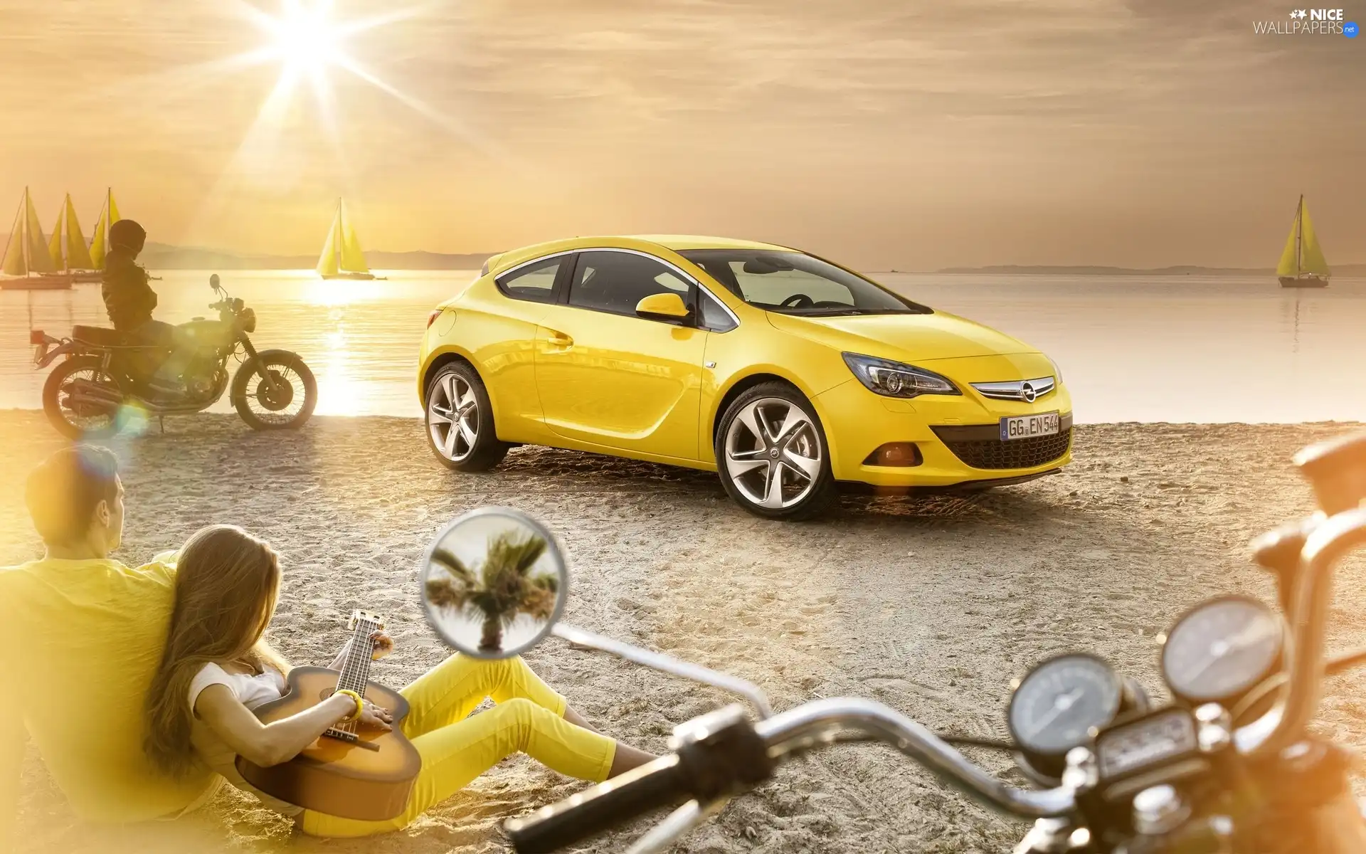 Opel Astra IV GTC, lake, sun, Beaches