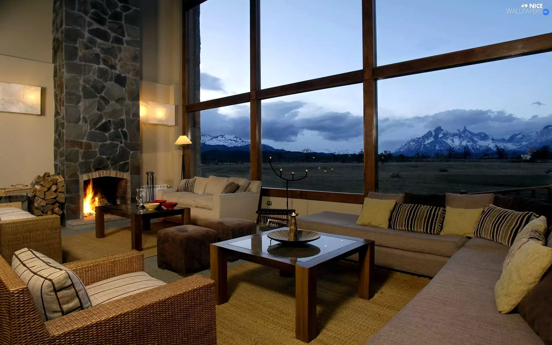 interior, Viewing Window, landscape, burner chimney