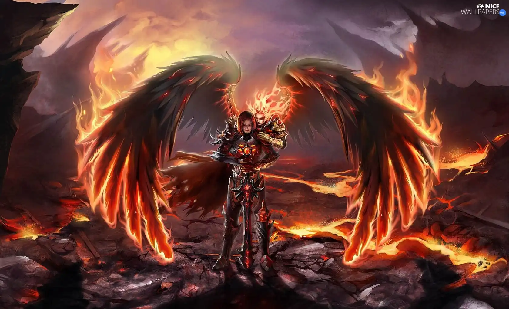 Heroes 6, wings, Lava, girl