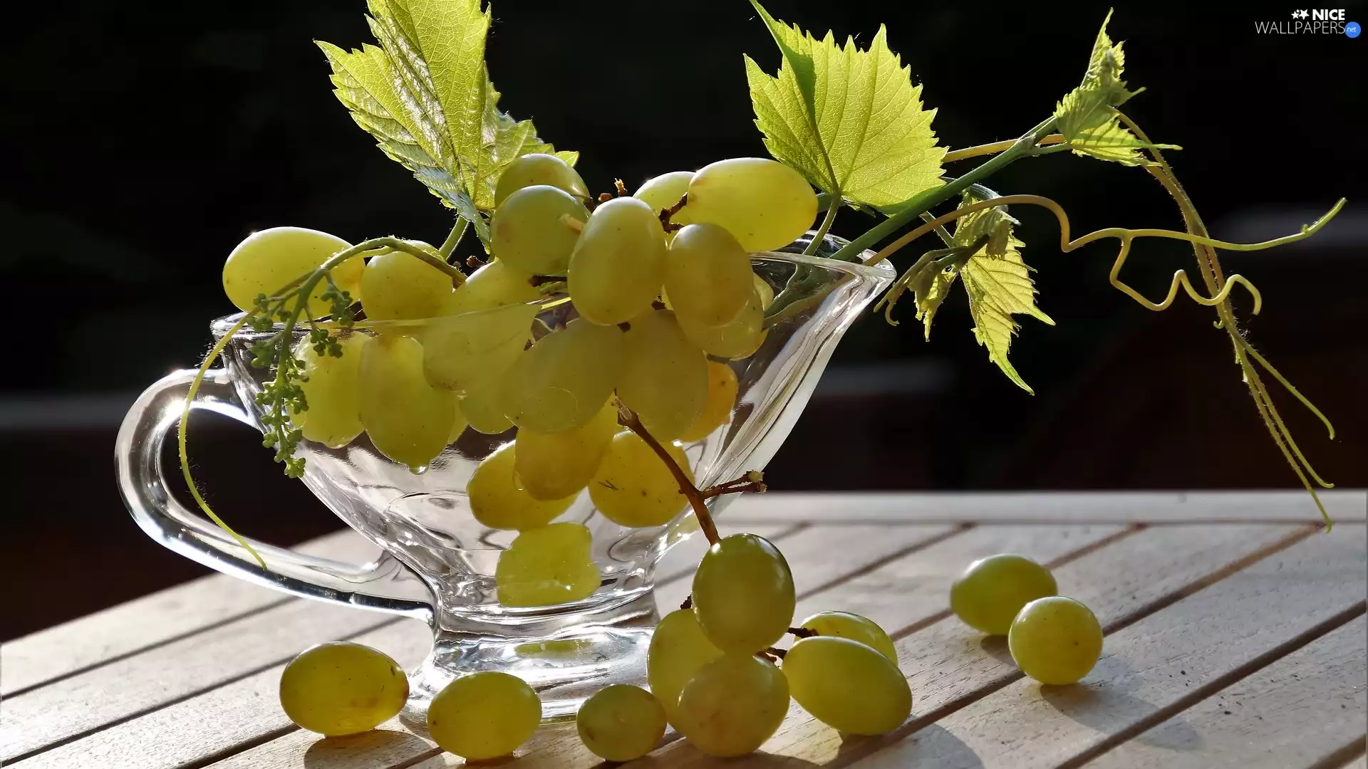 Grapes, glass, jug, Leaf