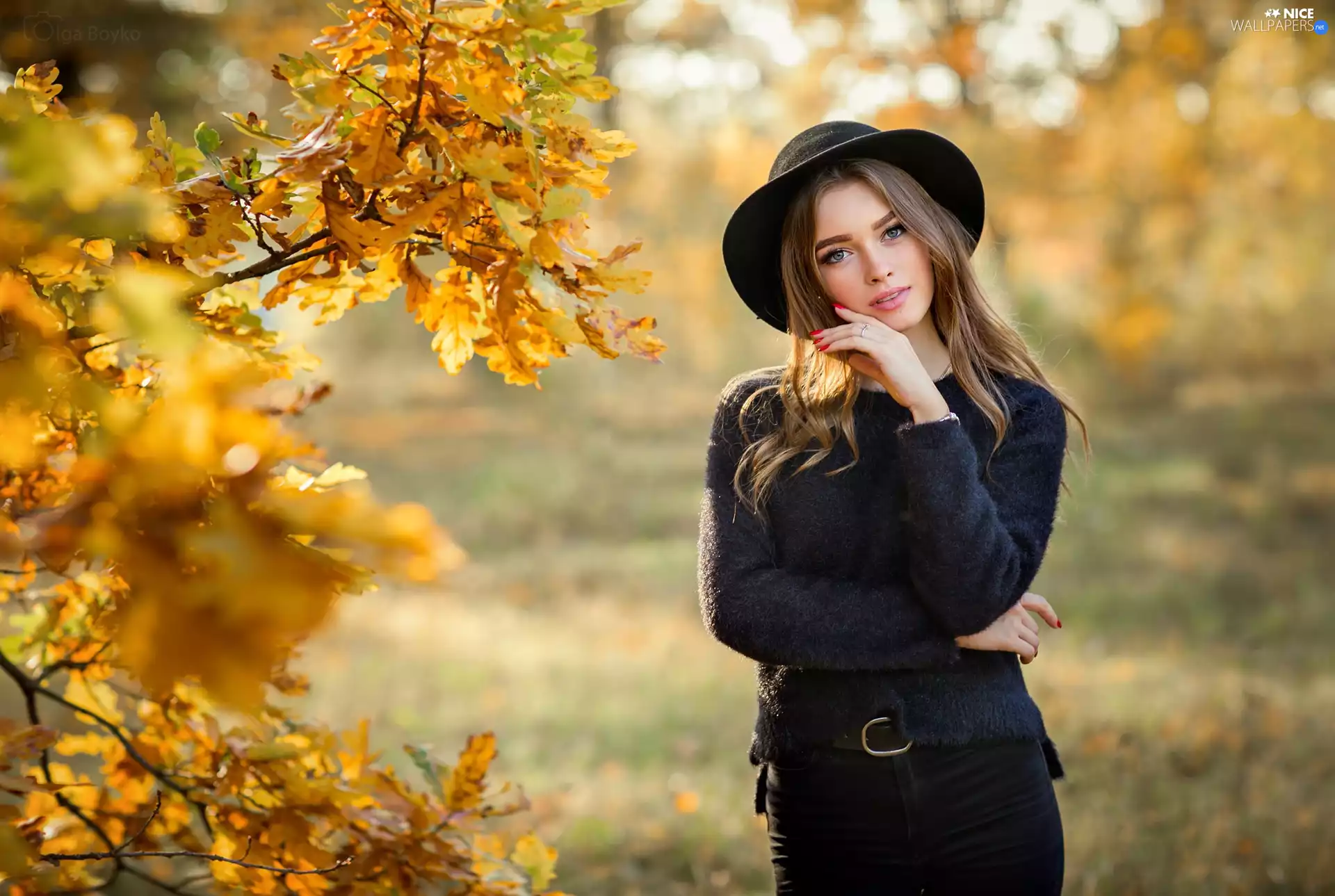 Hat, longhaired, Twigs, Leaf, oak, Women
