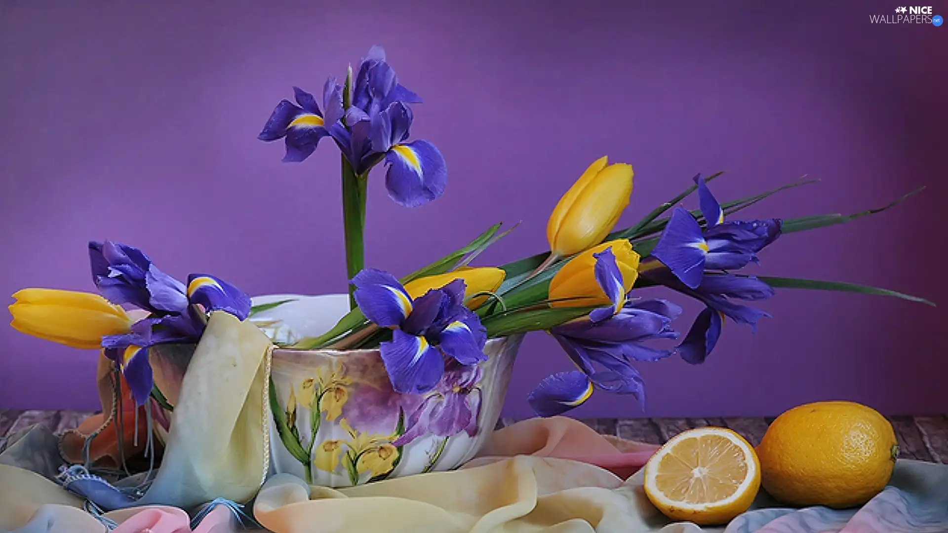 lemons, Irises, Tulips