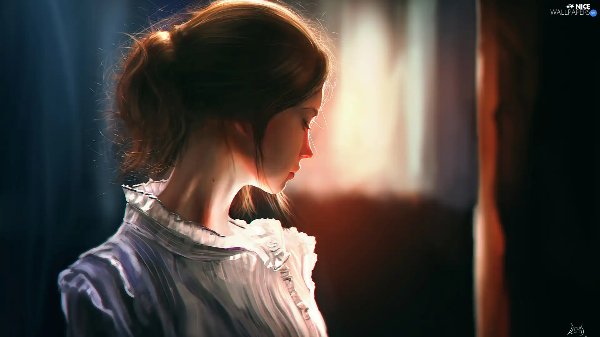 White, Blouse, Women, light brown, graphics