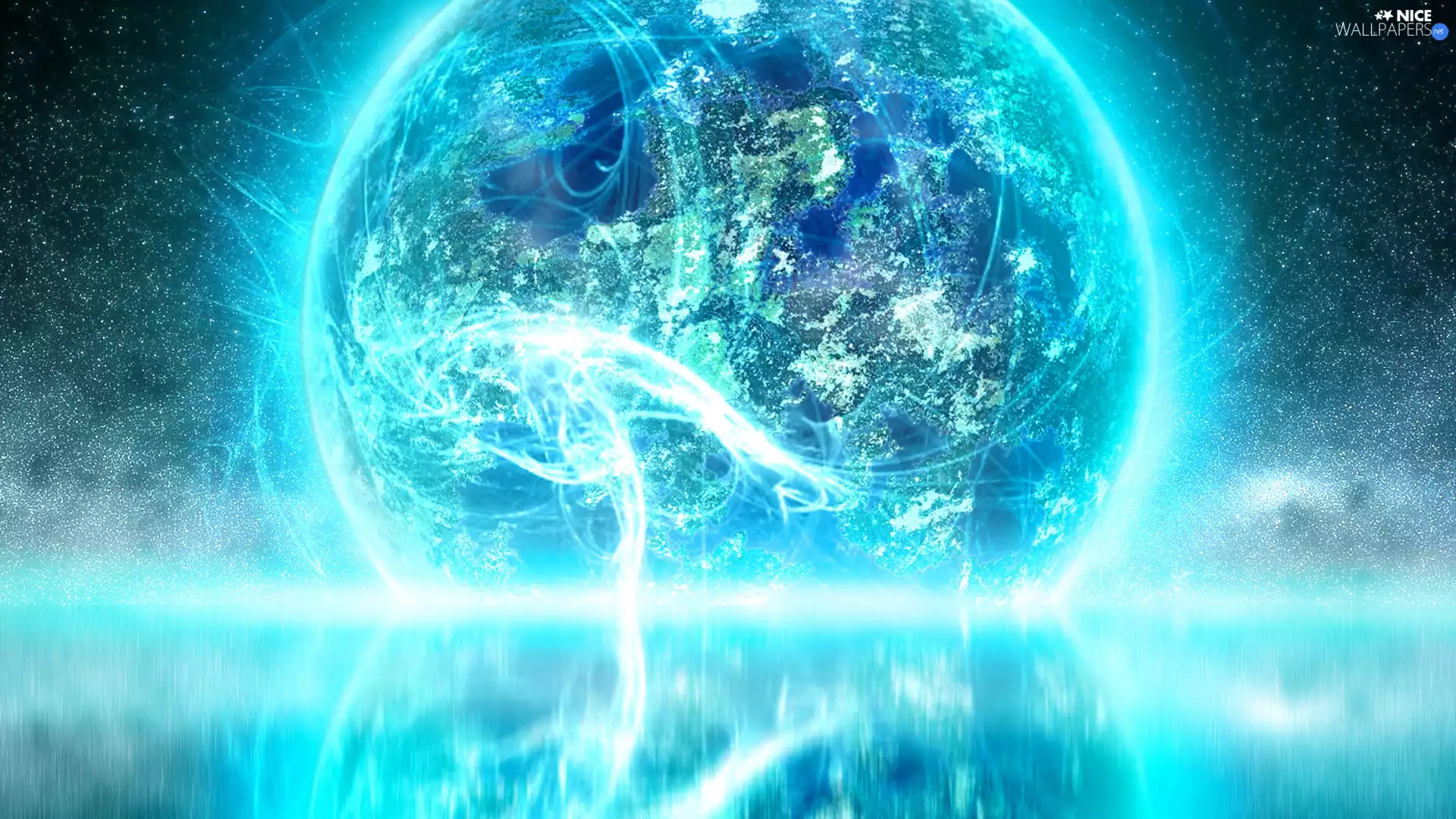 Planet, Blue, glow, light