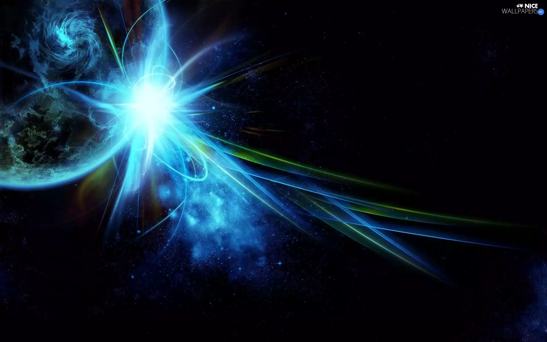 flash, light, Planet, explosion, Universe