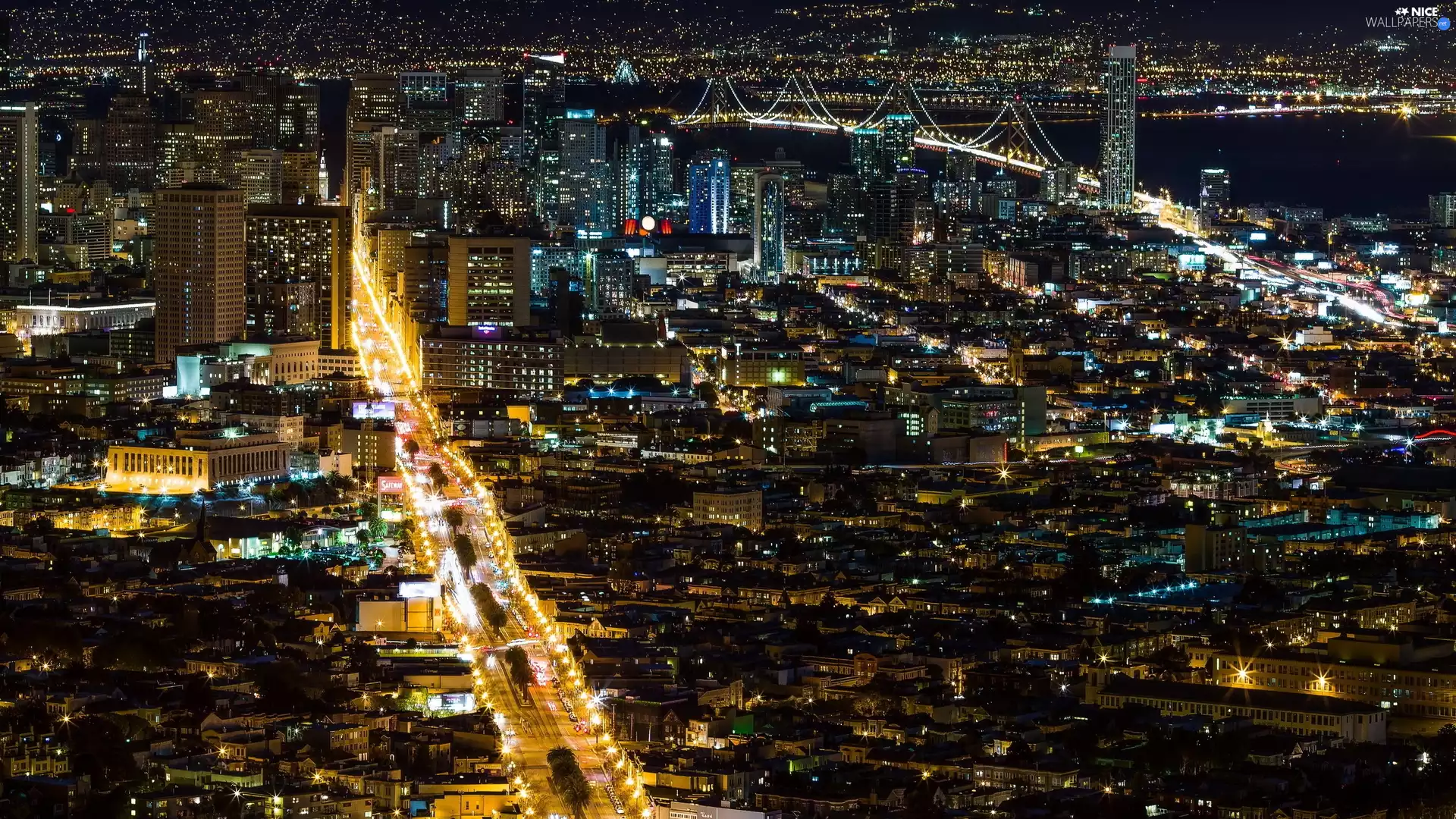 Town, light, San Francisco, Night