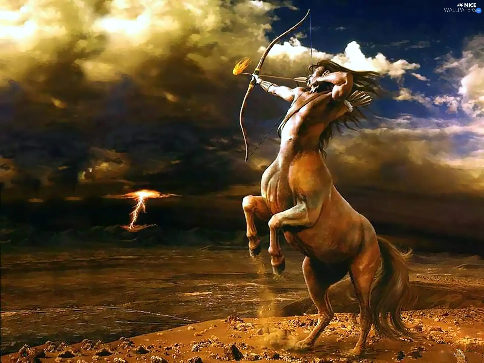 graphics, Bow, lightning, centaur