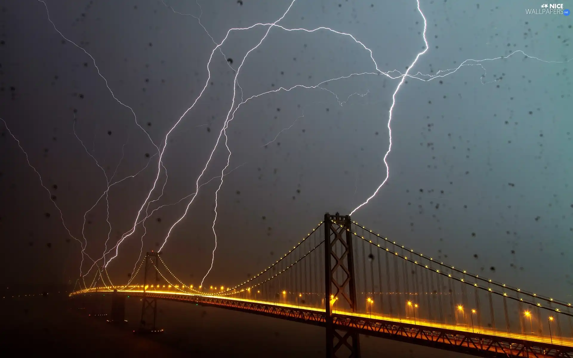 Lightning, bridge, Storm