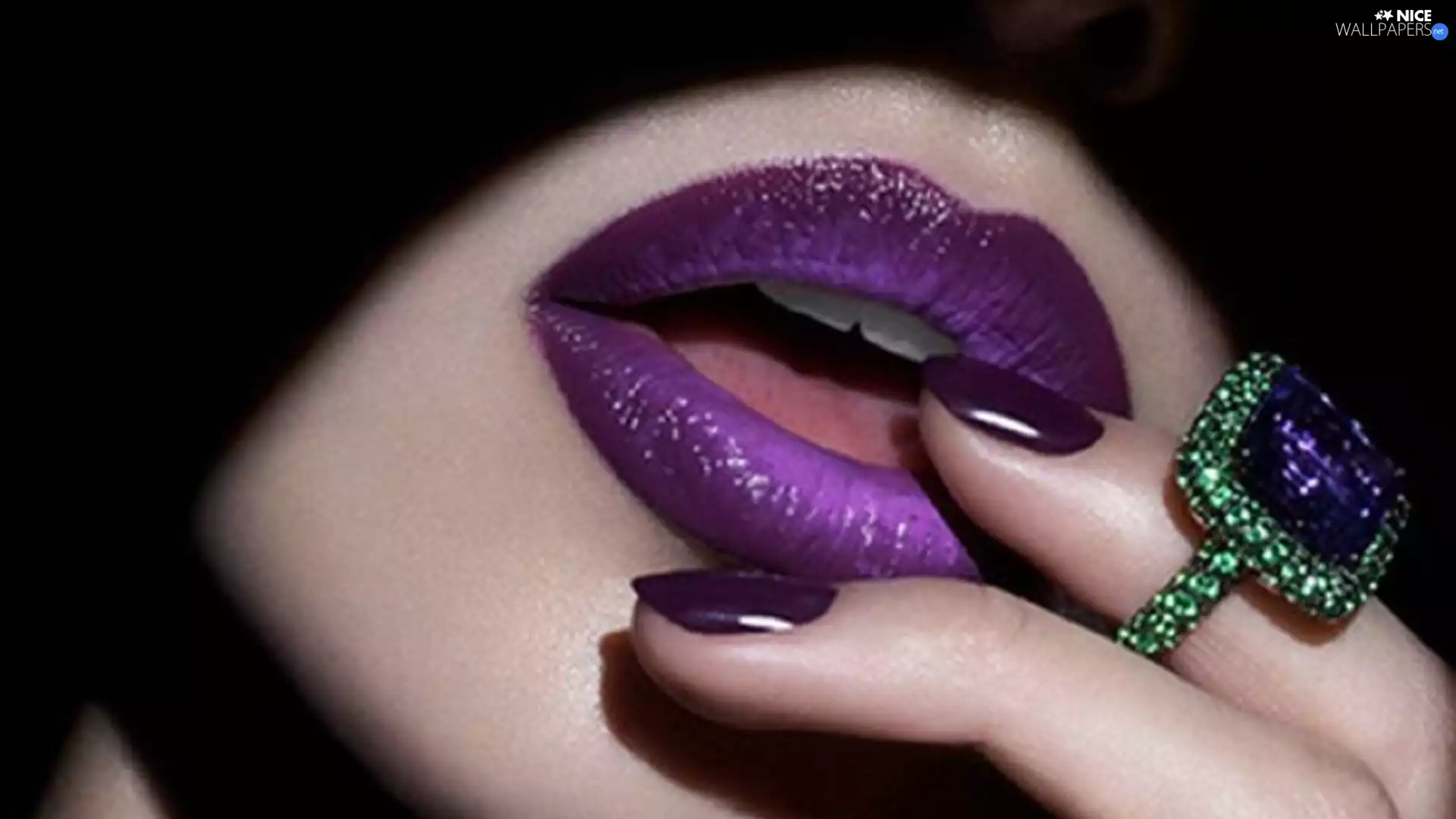 lips, hand, Ring, lipstick