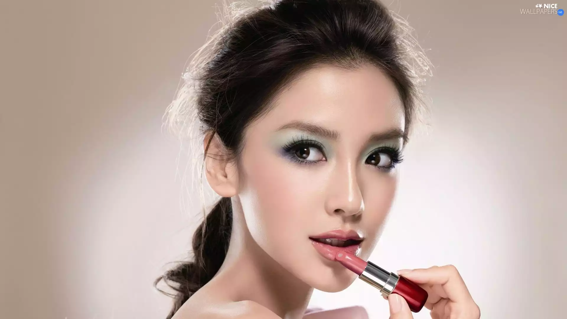 brunette, Lipstick, lipstick, make-up