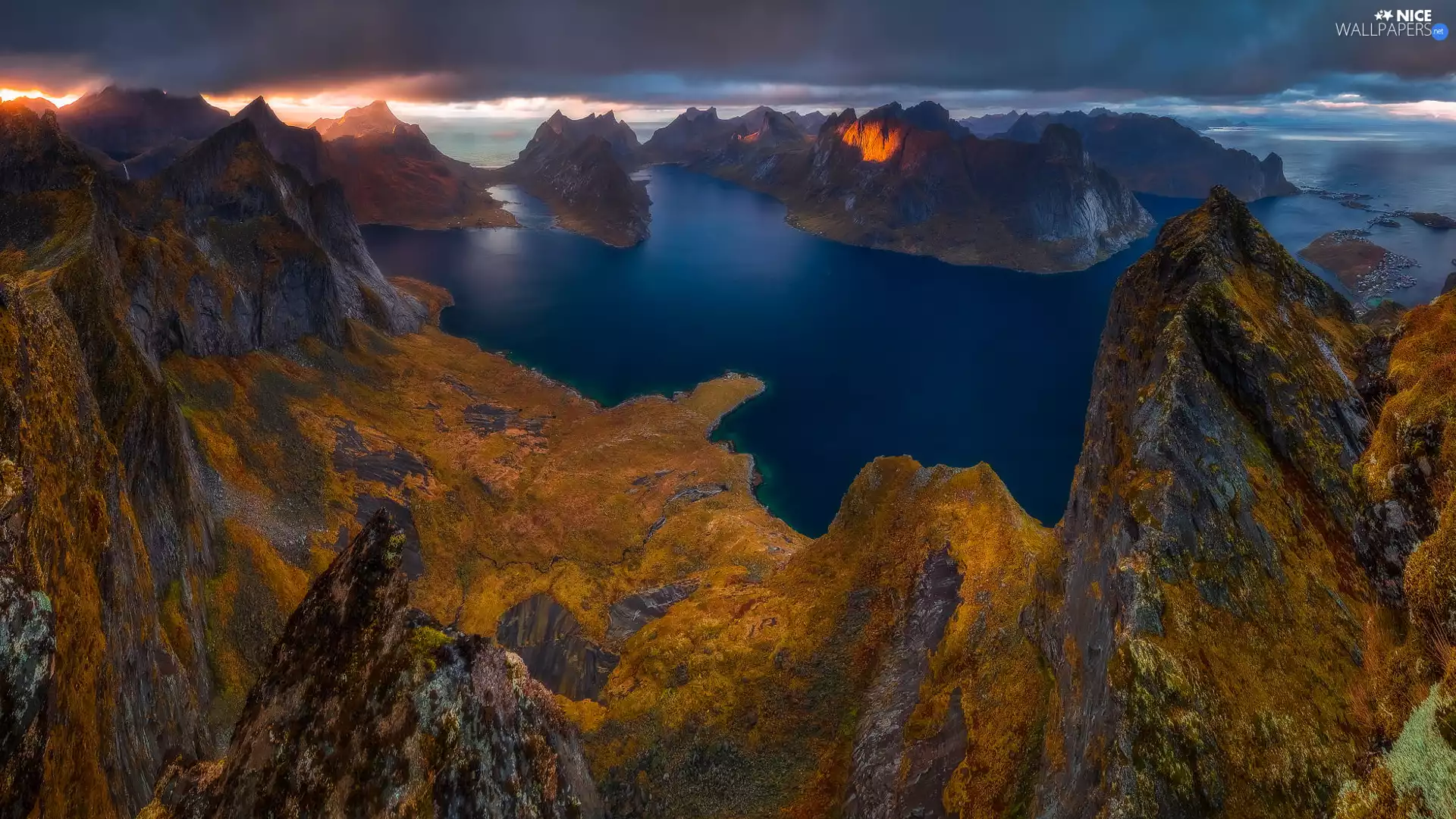 Norway, Mountains, sea, Lofoten
