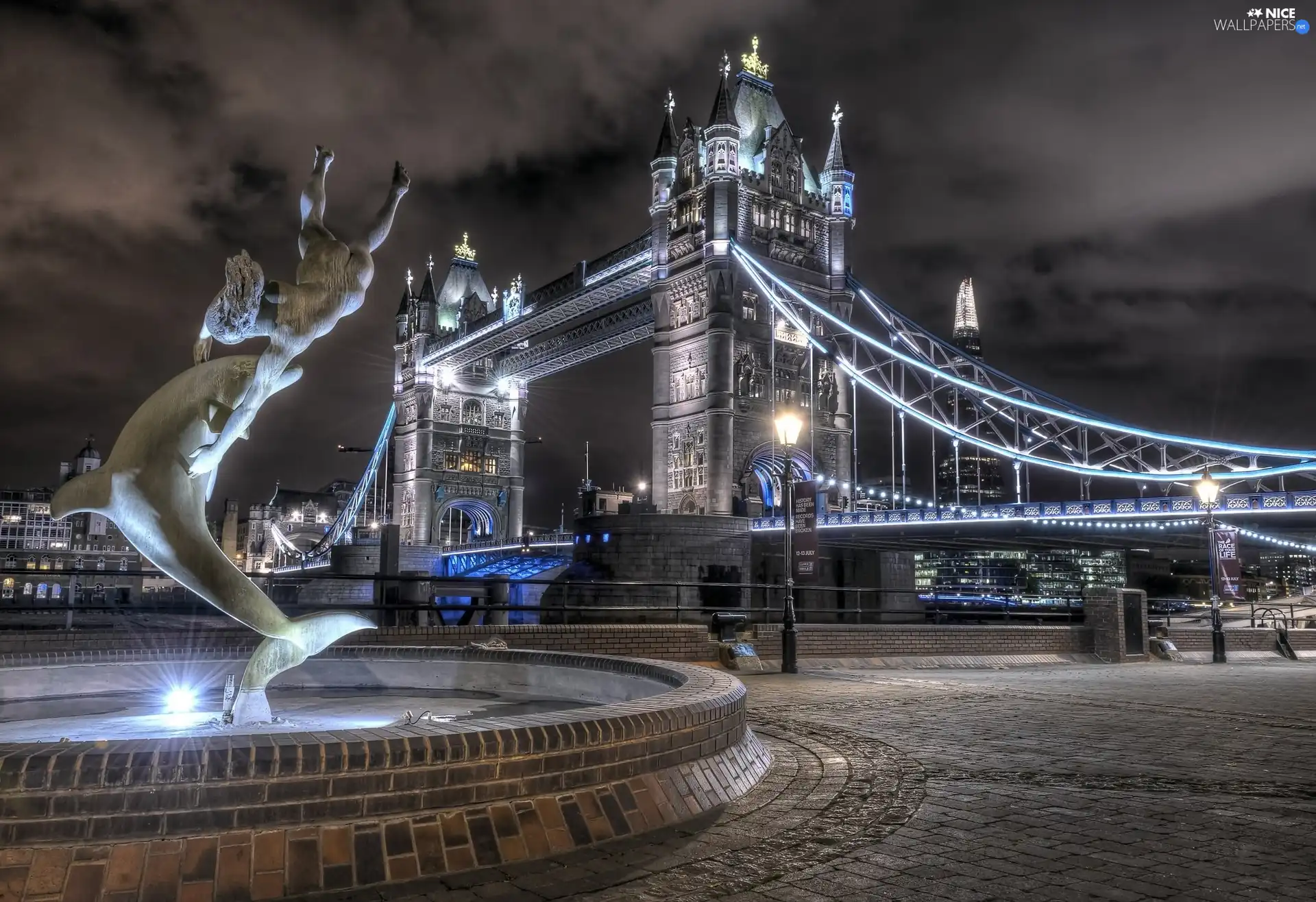 Tower Bridge, London, England, City at Night