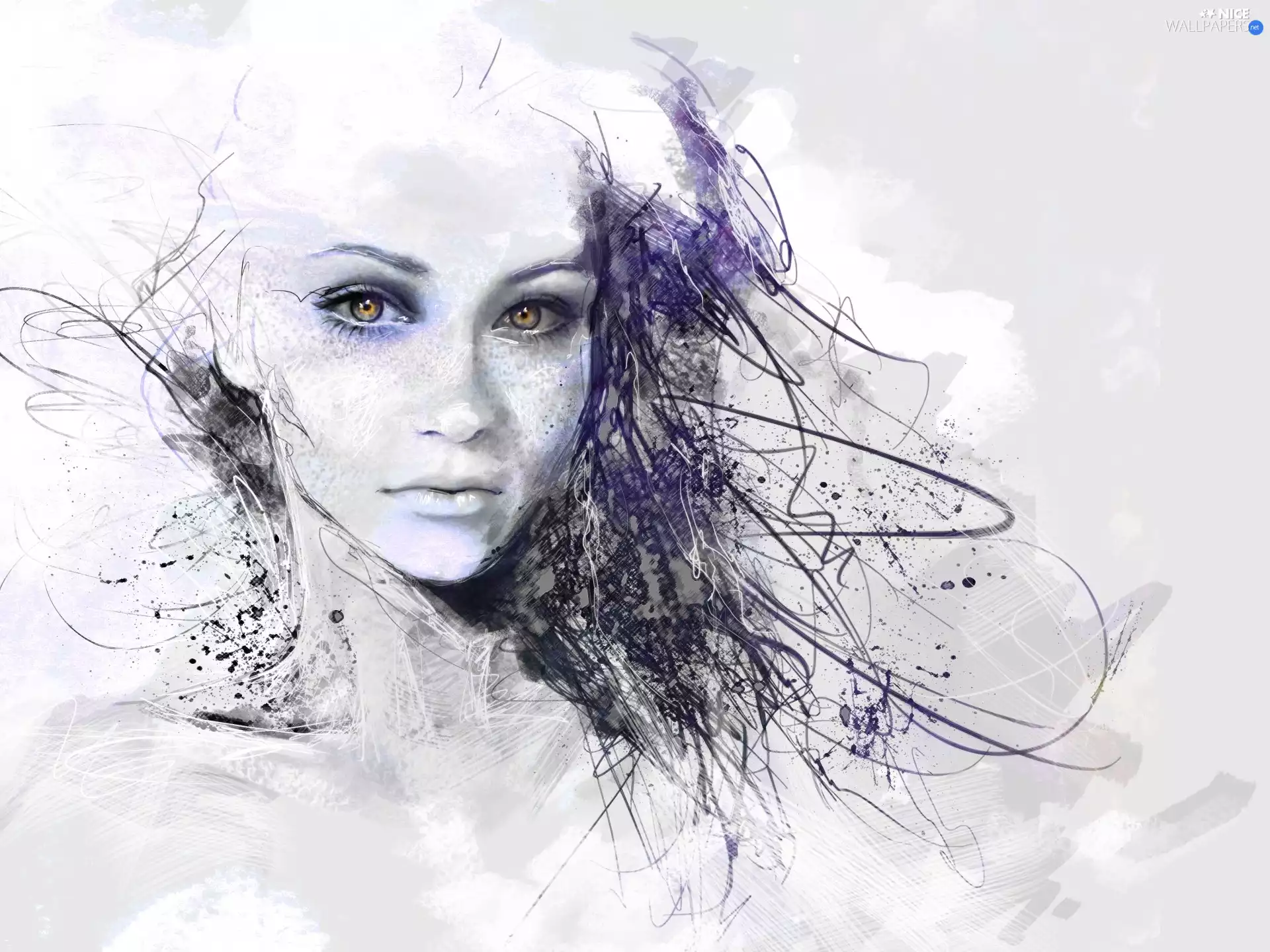 Drawing, girl, The look