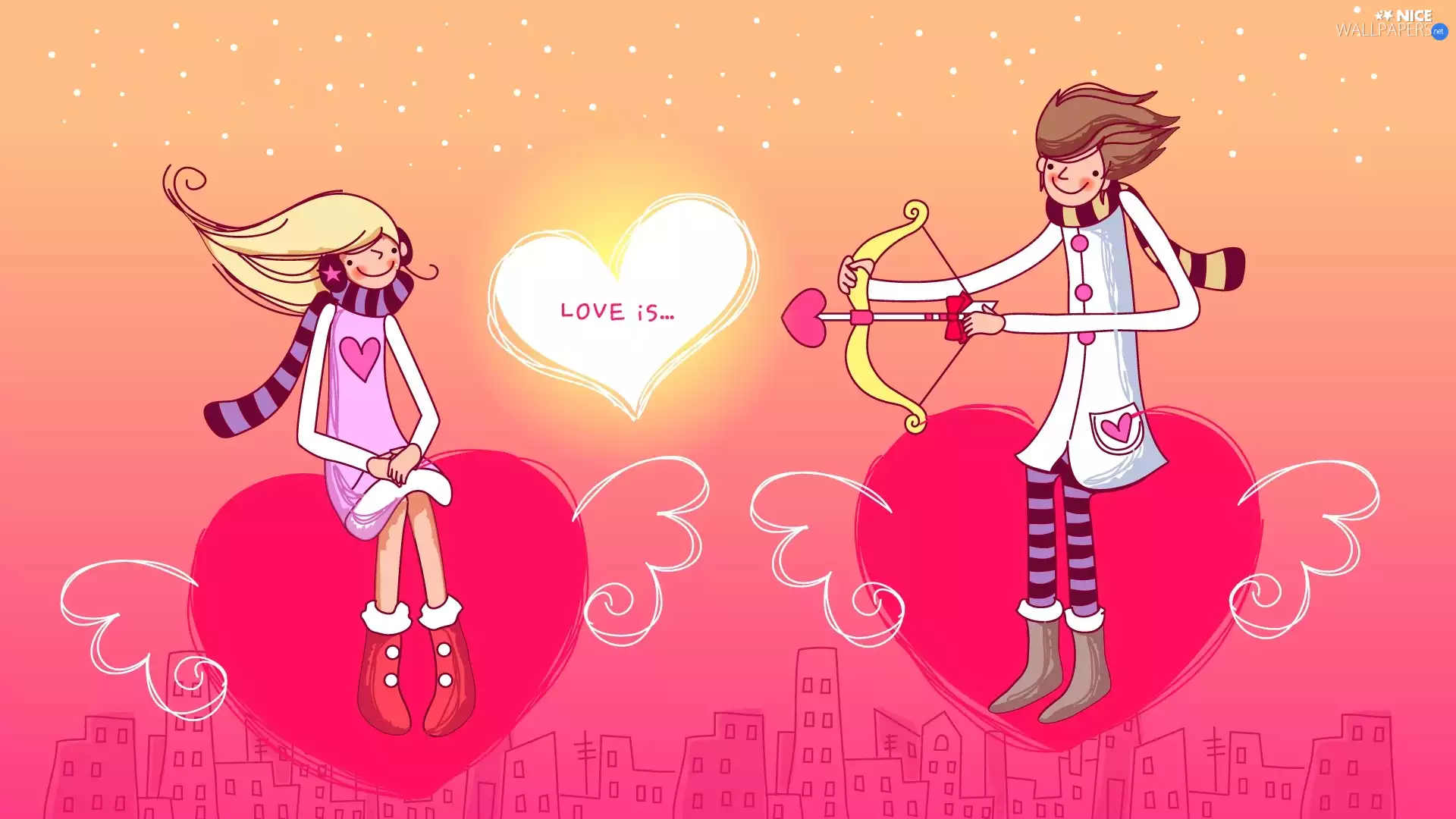 graphics, heart, Bow, lovers