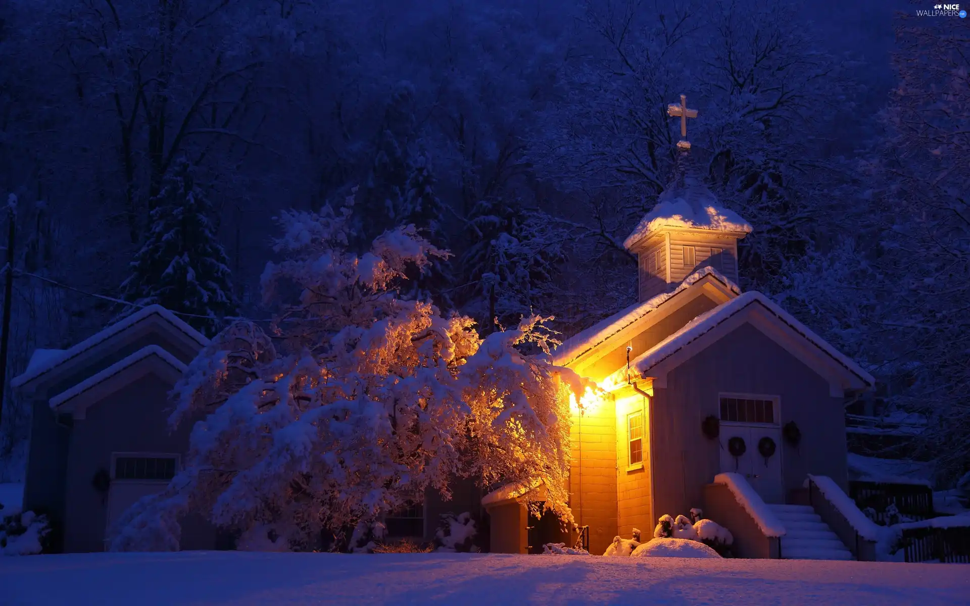 sun, church, luminosity, winter, flash, ligh