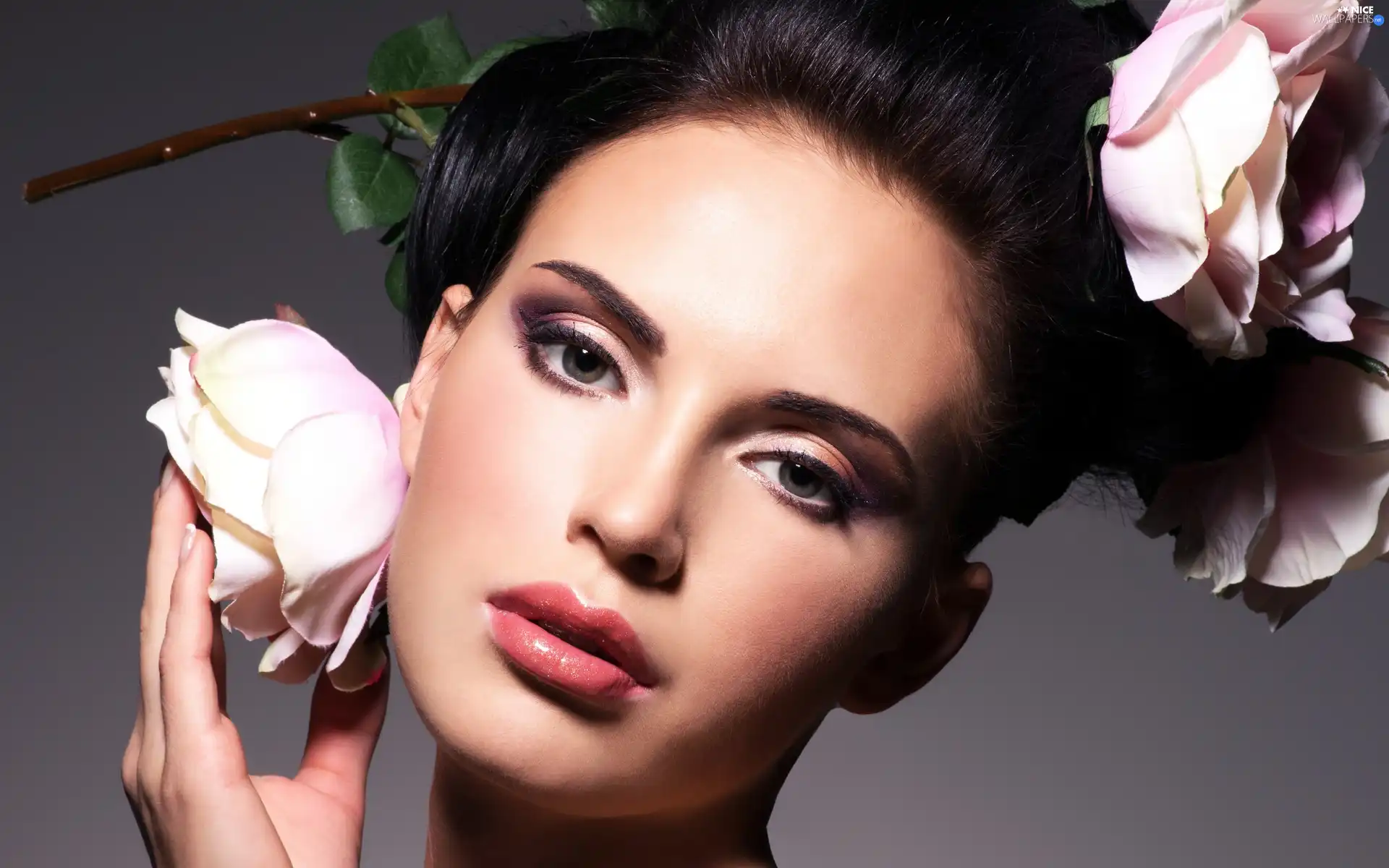 roses, Women, make-up