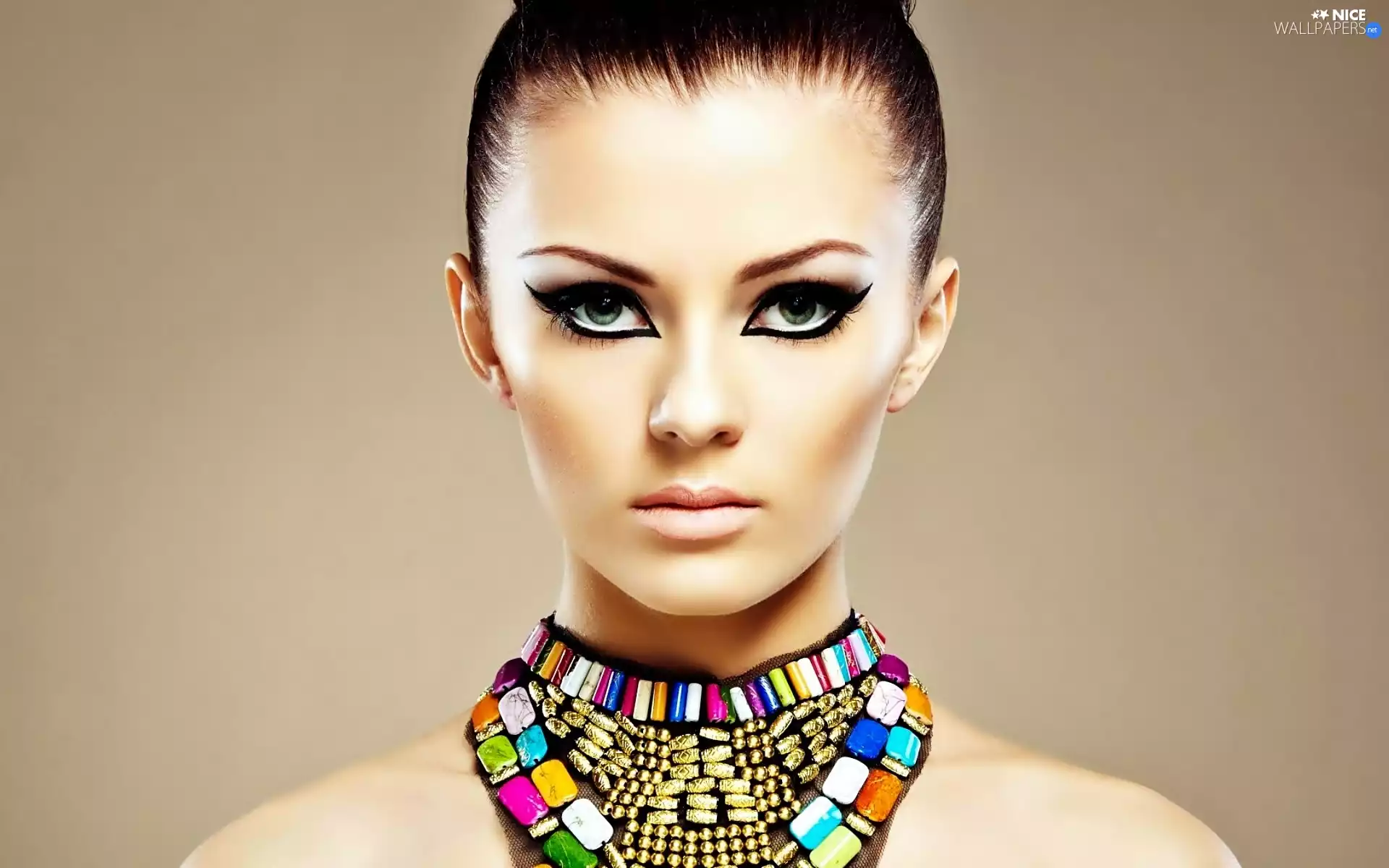 Women, make-up, Necklace, model