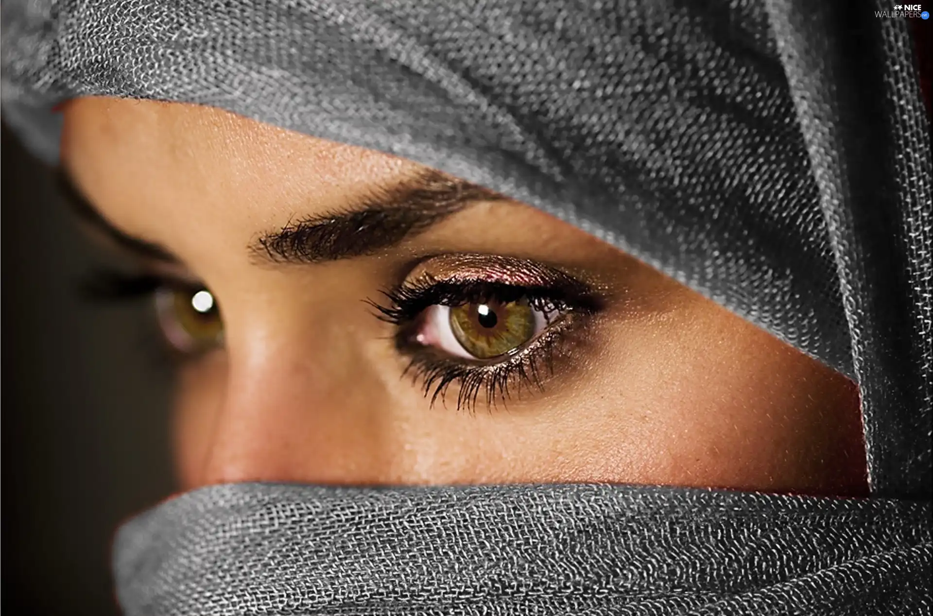 Women, Eyes, make-up, shawl