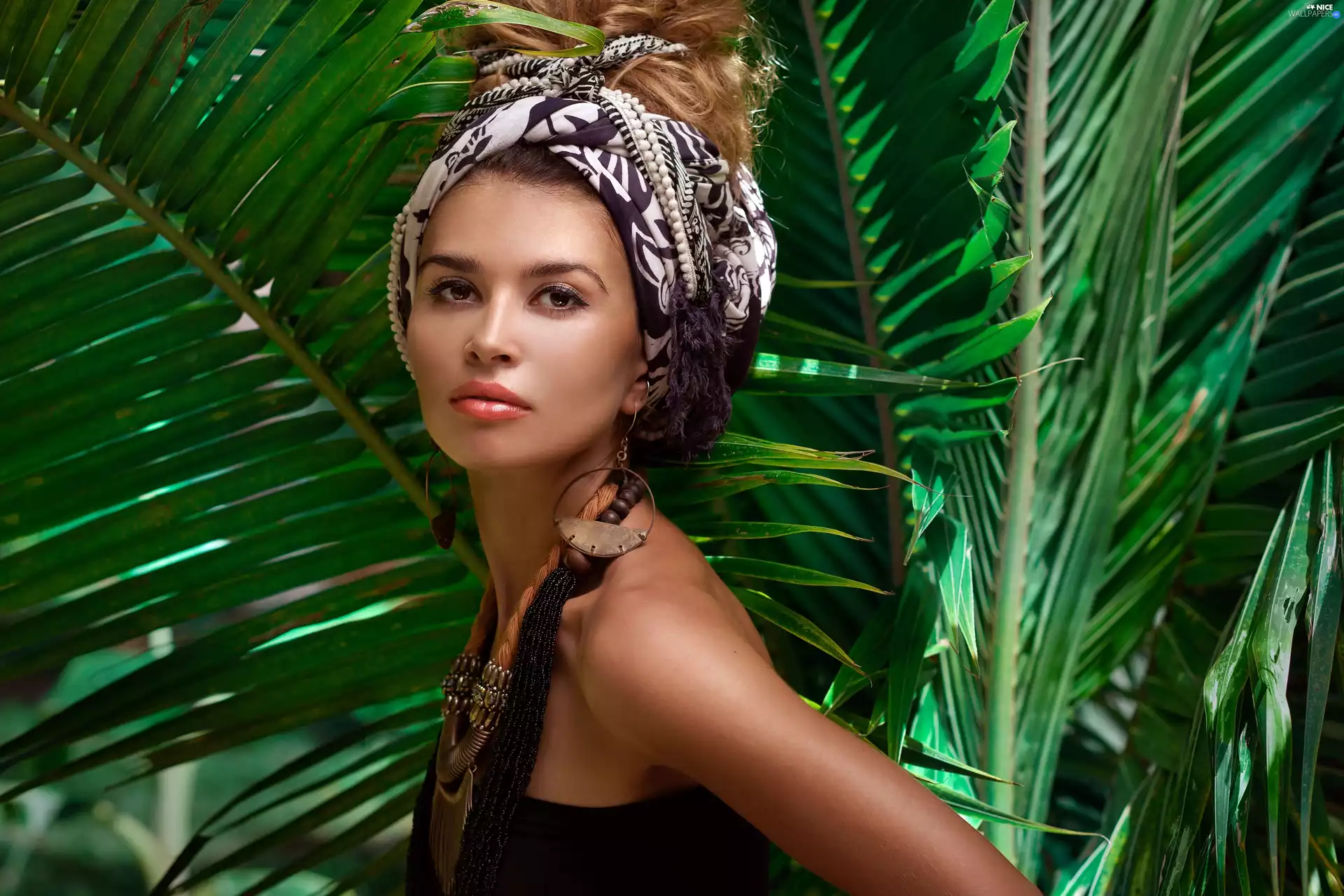 jewellery, Palm, turban, make-up, Women