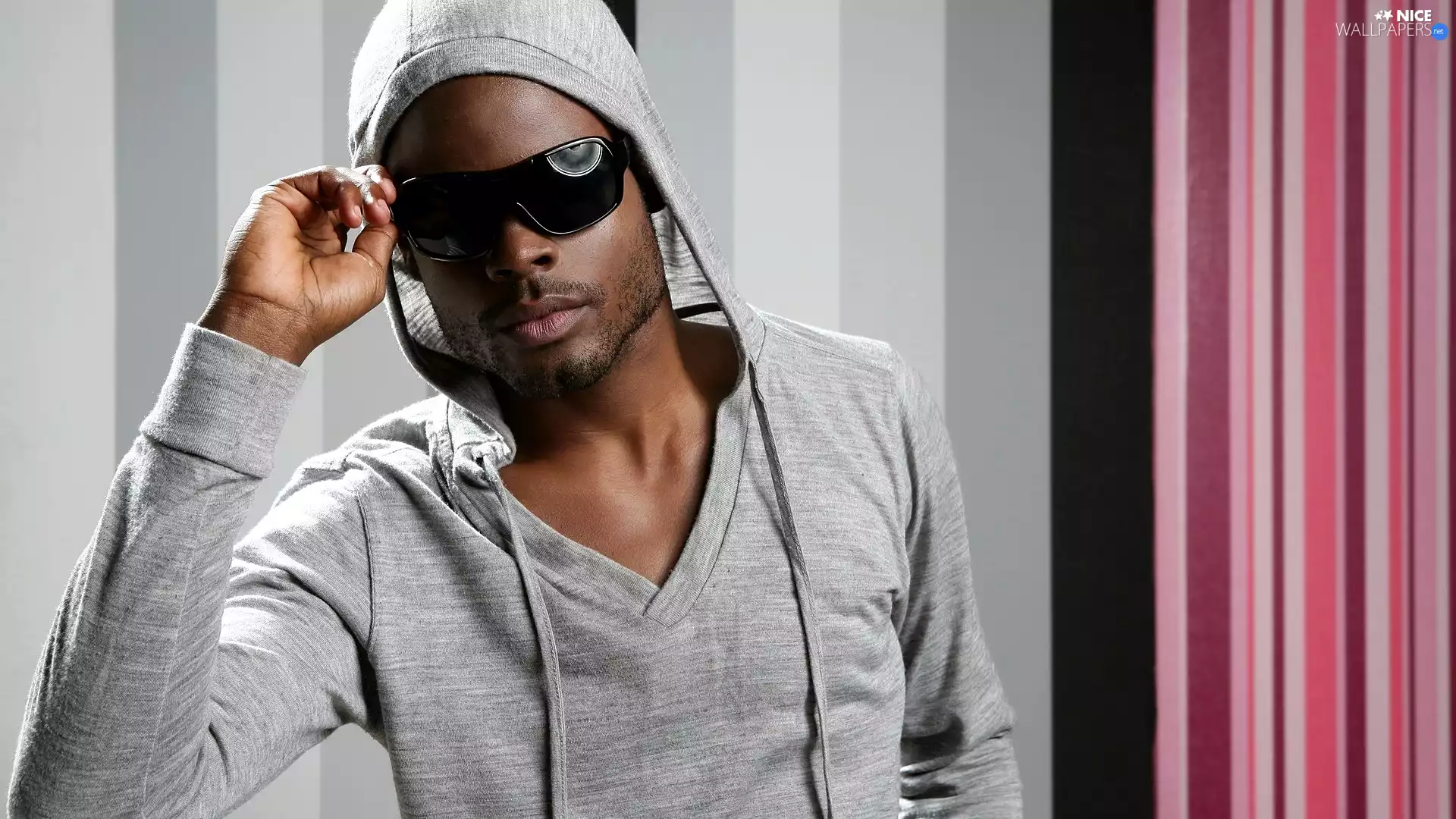 hood, hair, a man, Glasses, black