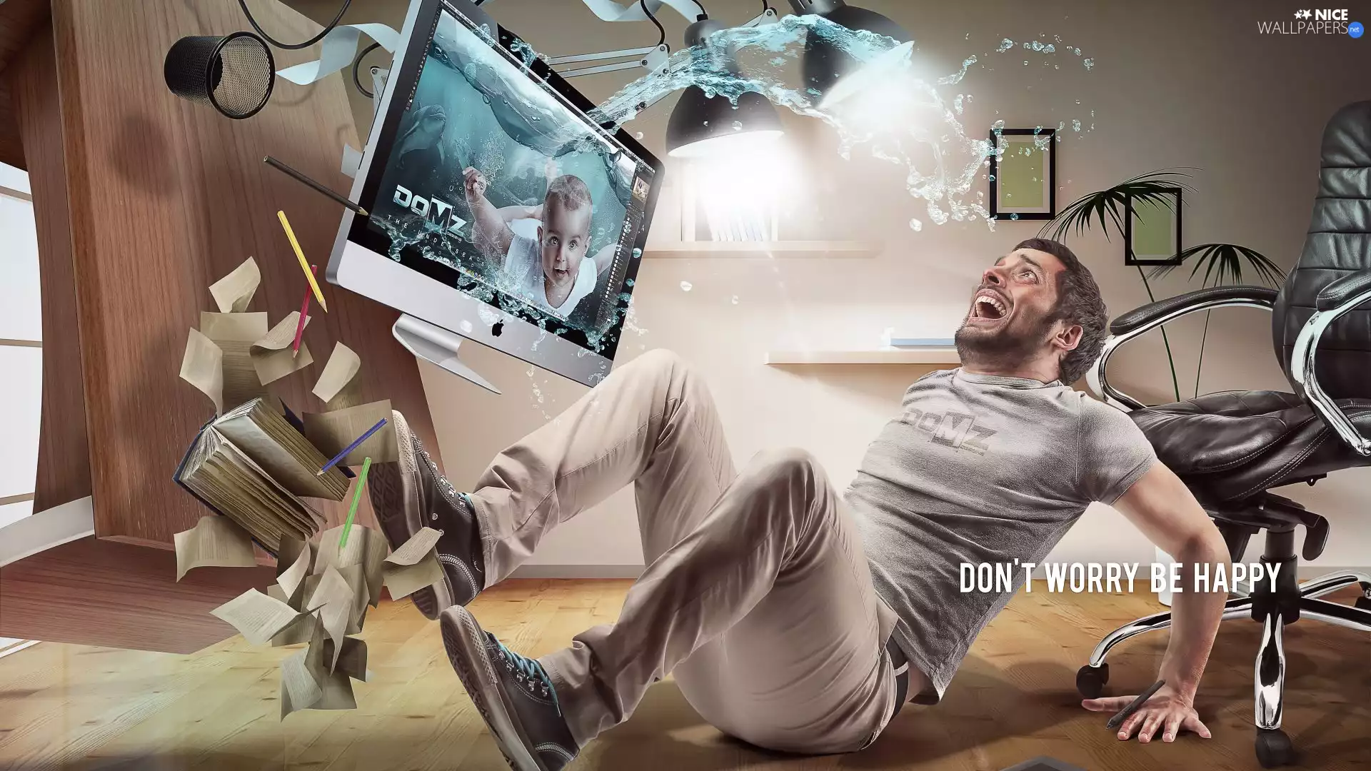 a man, mess, Funny, TV