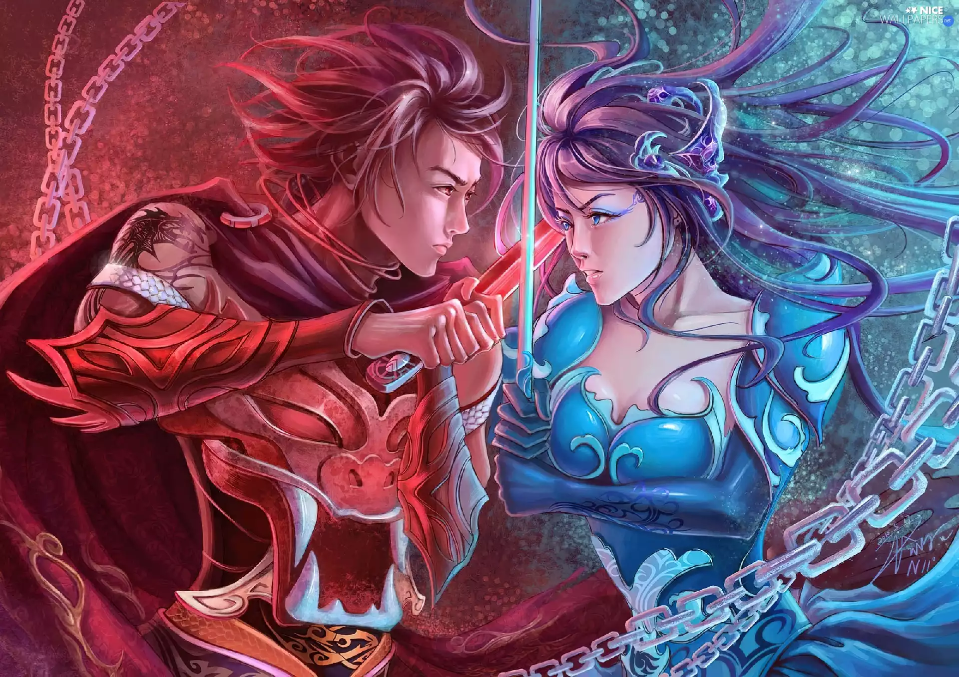 strings, Women, a man