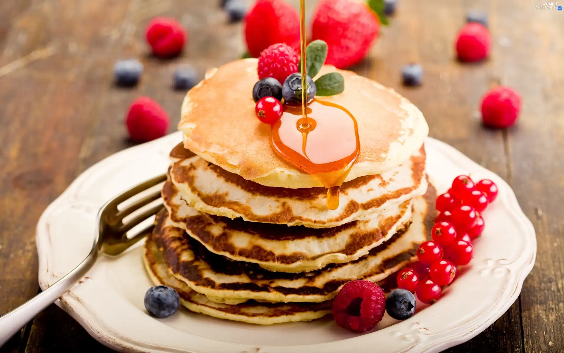pancakes, syrup, maple, Fruits