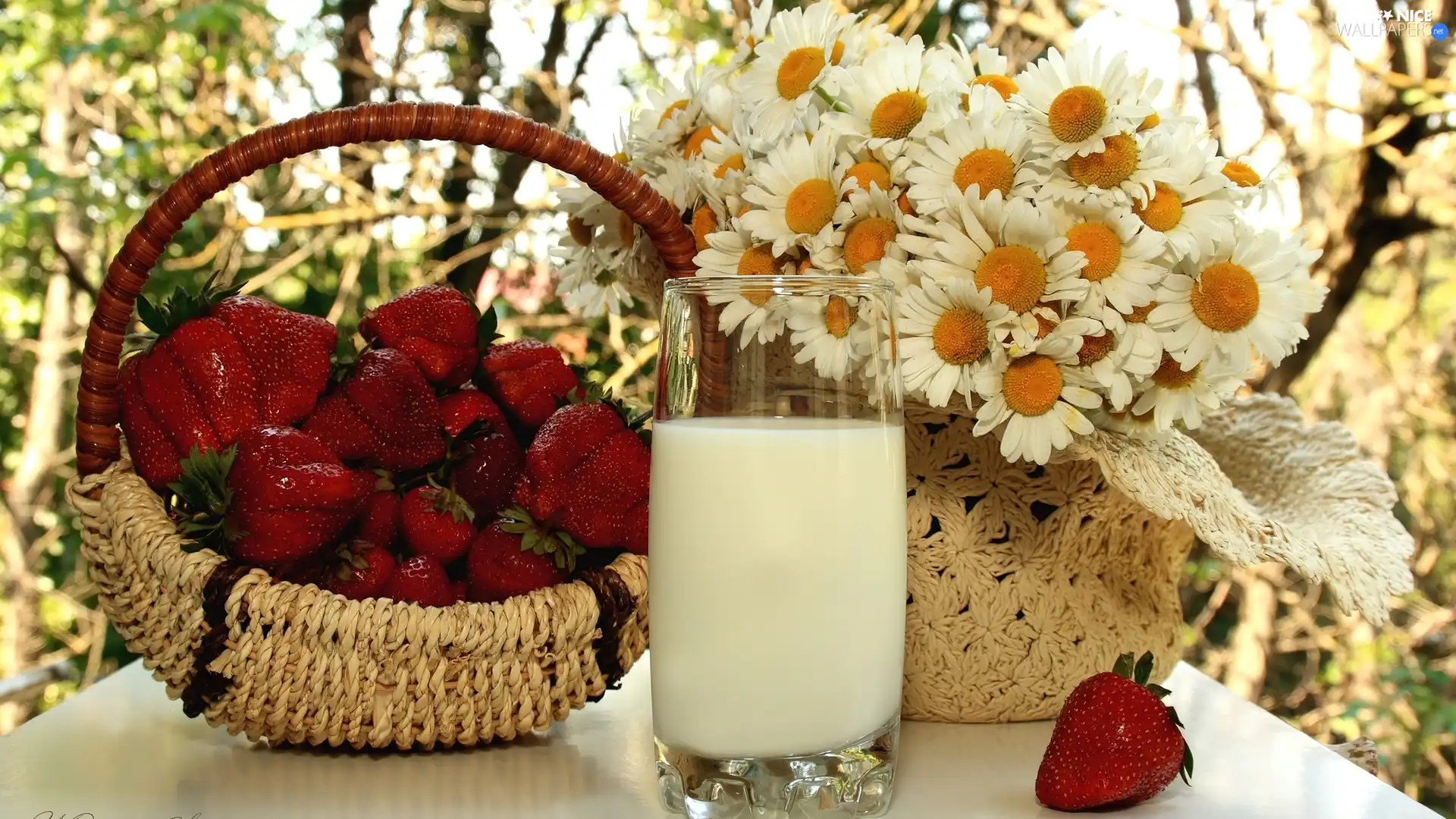 Baskets, milk, Margaret, strawberries