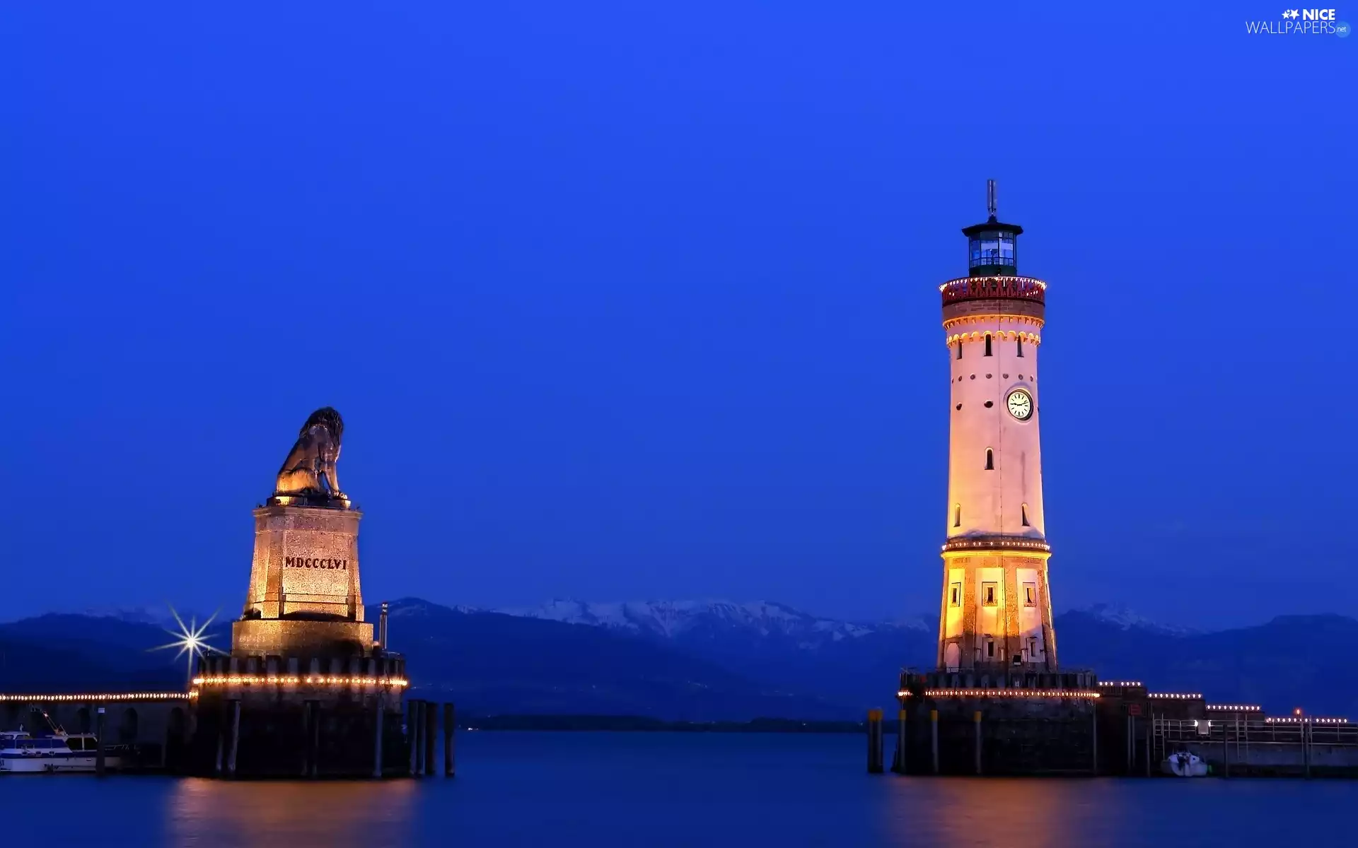 maritime, illuminated, Lighthouse