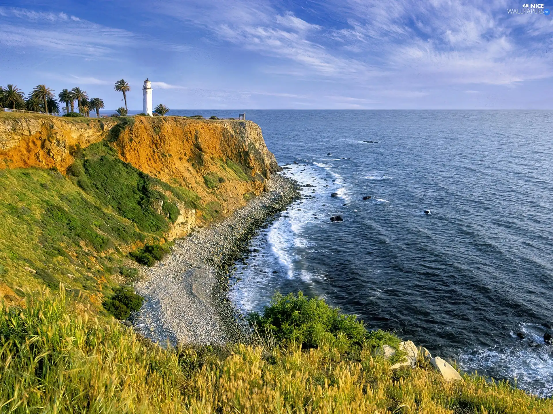 sea, Lighthouse, maritime, Cliffs