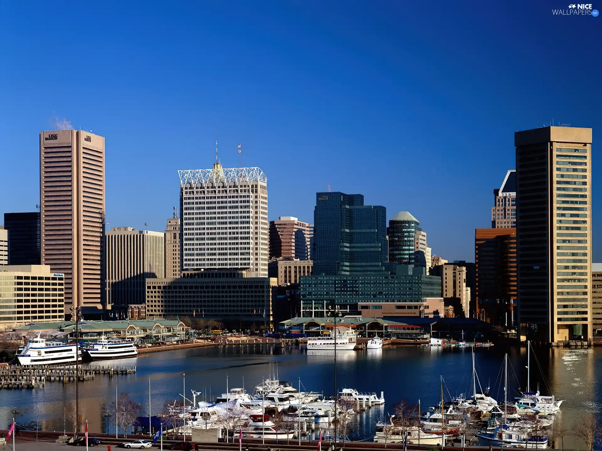 Harbour, skyscrapers, Maryland, River