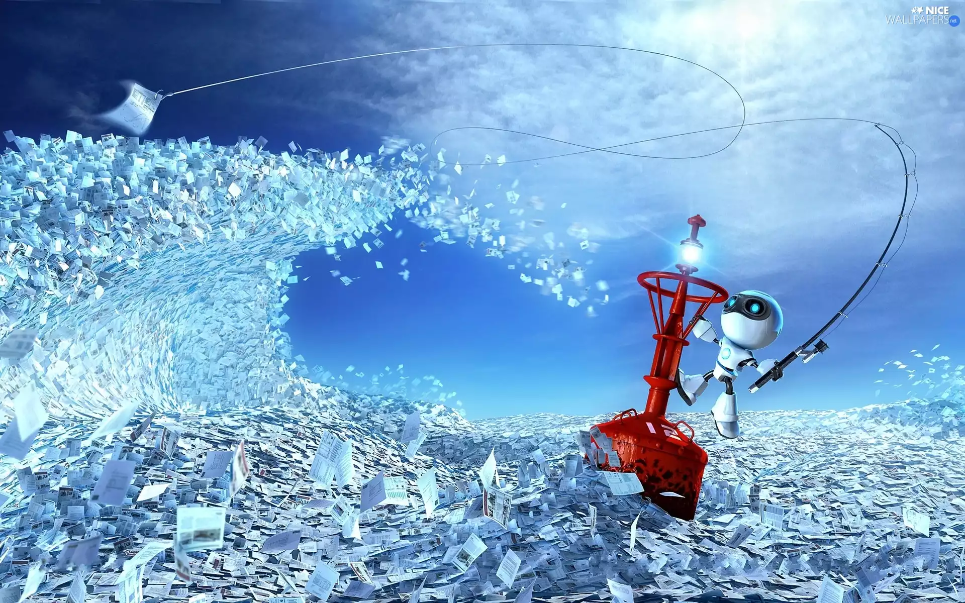 sea, Exchange, buoy, fishing rod, M&Ms mate