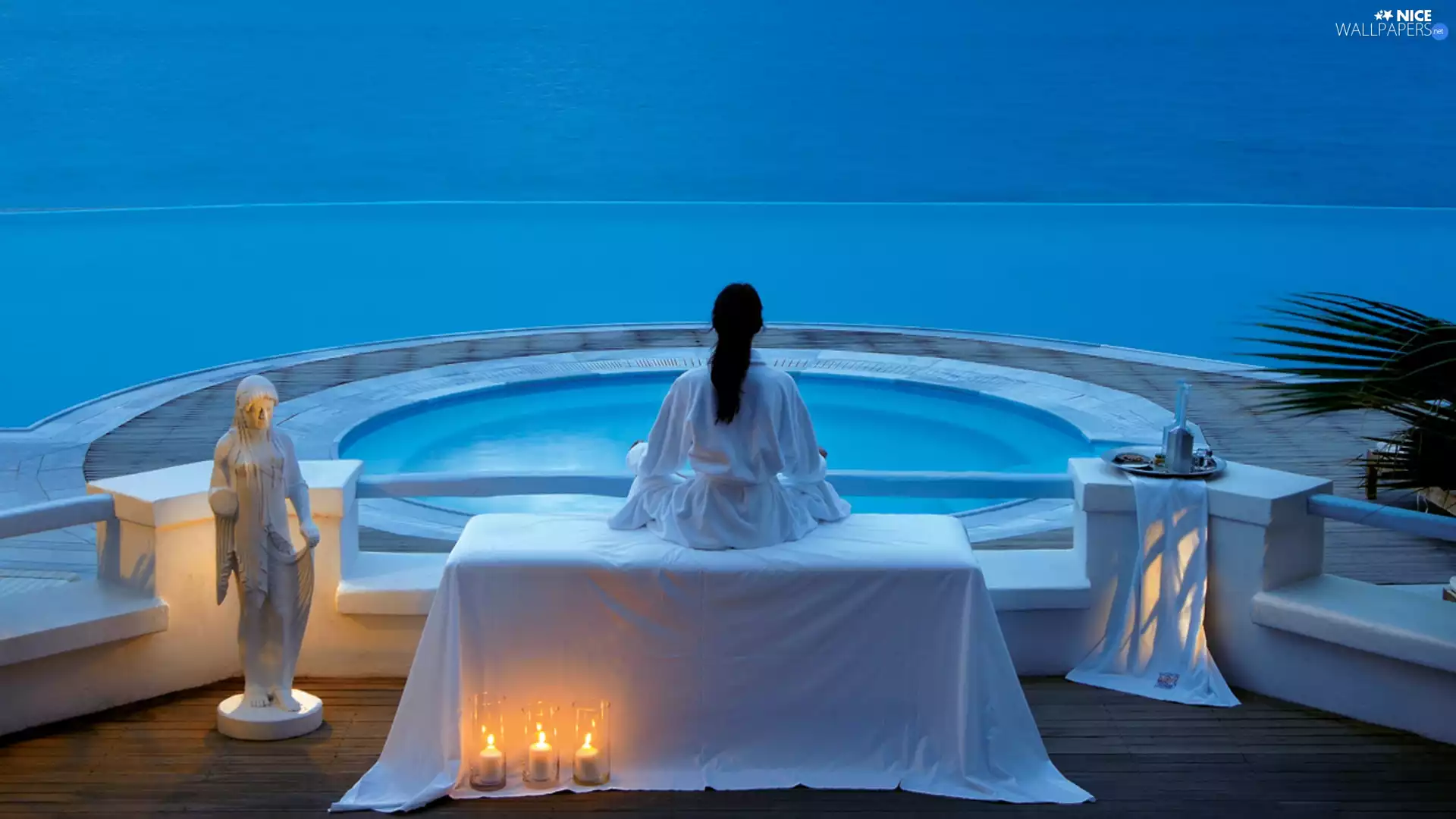 meditation, Women, Pool