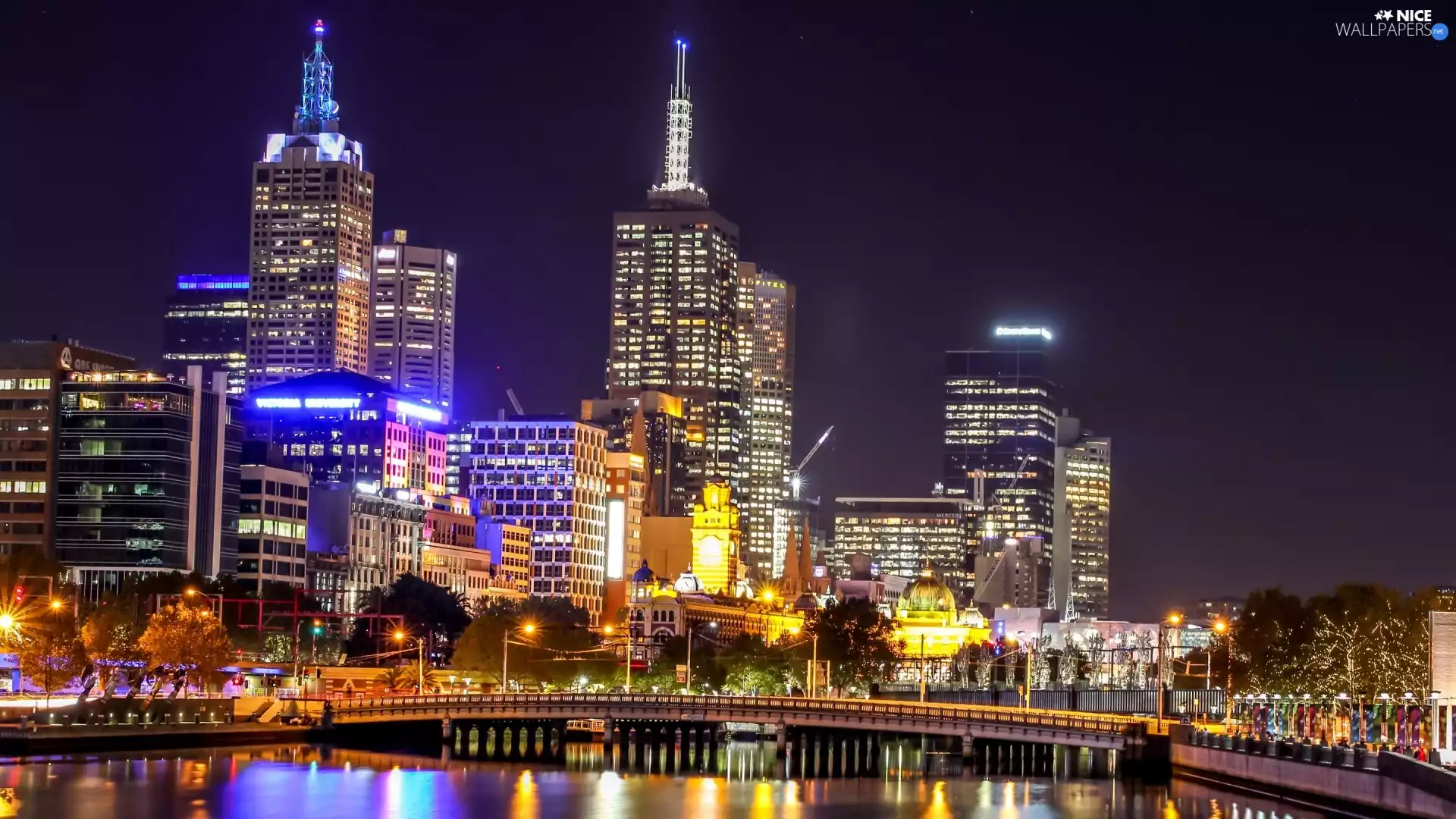 Australia, Town, Night, Melbourne