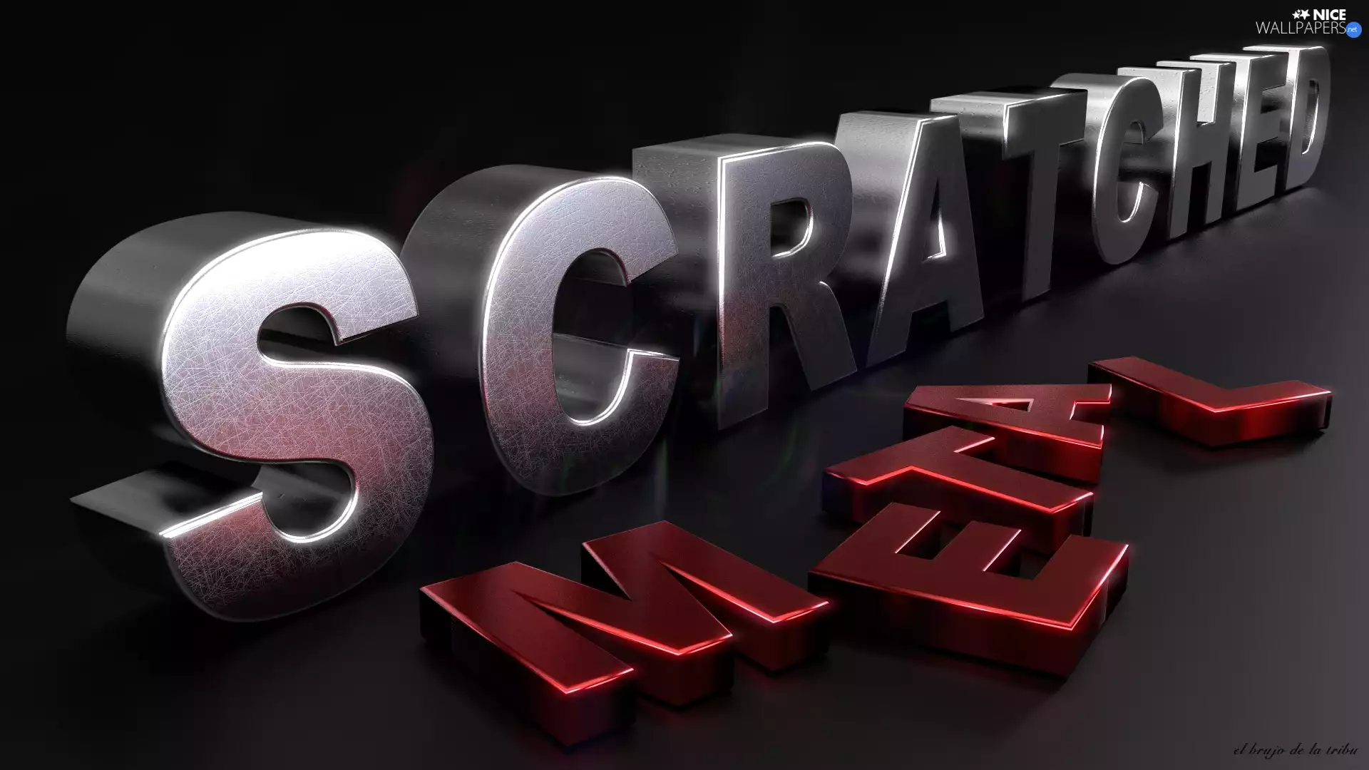 Scratched metal, 3D Graphics, text