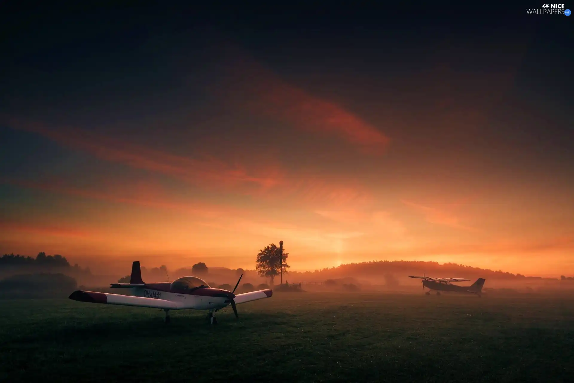 west, Fog, Microlight Aircraft, sun