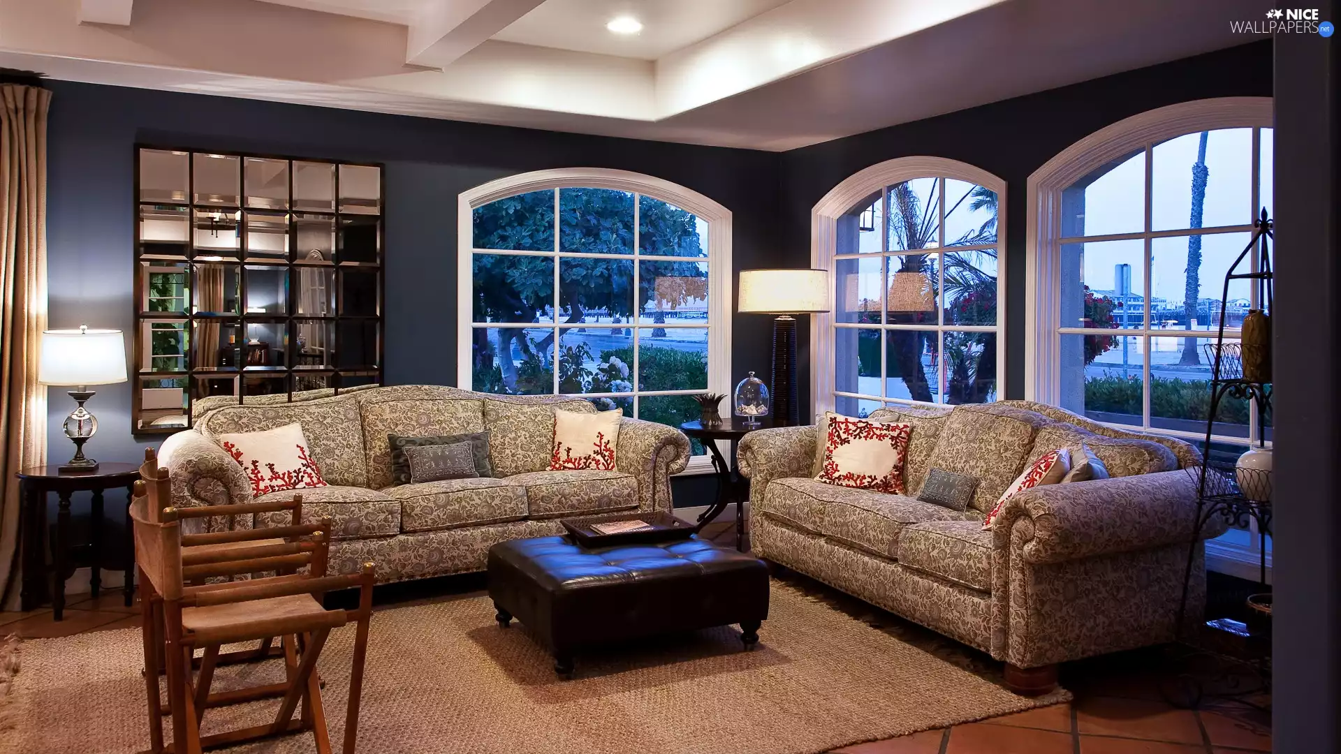 Santa Barbara, Hotel Milo, Windows, saloon, Sofas, California, The United States, Living room