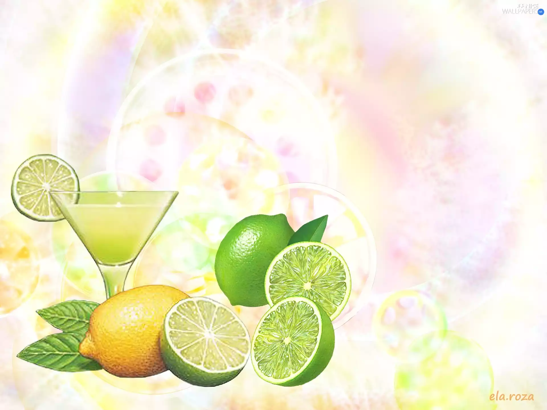 Drink, lemons, limes, mint