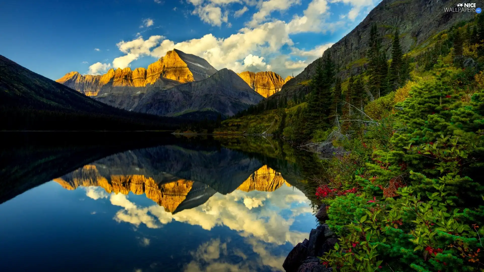 Mountains, reflection, Mirror, lake