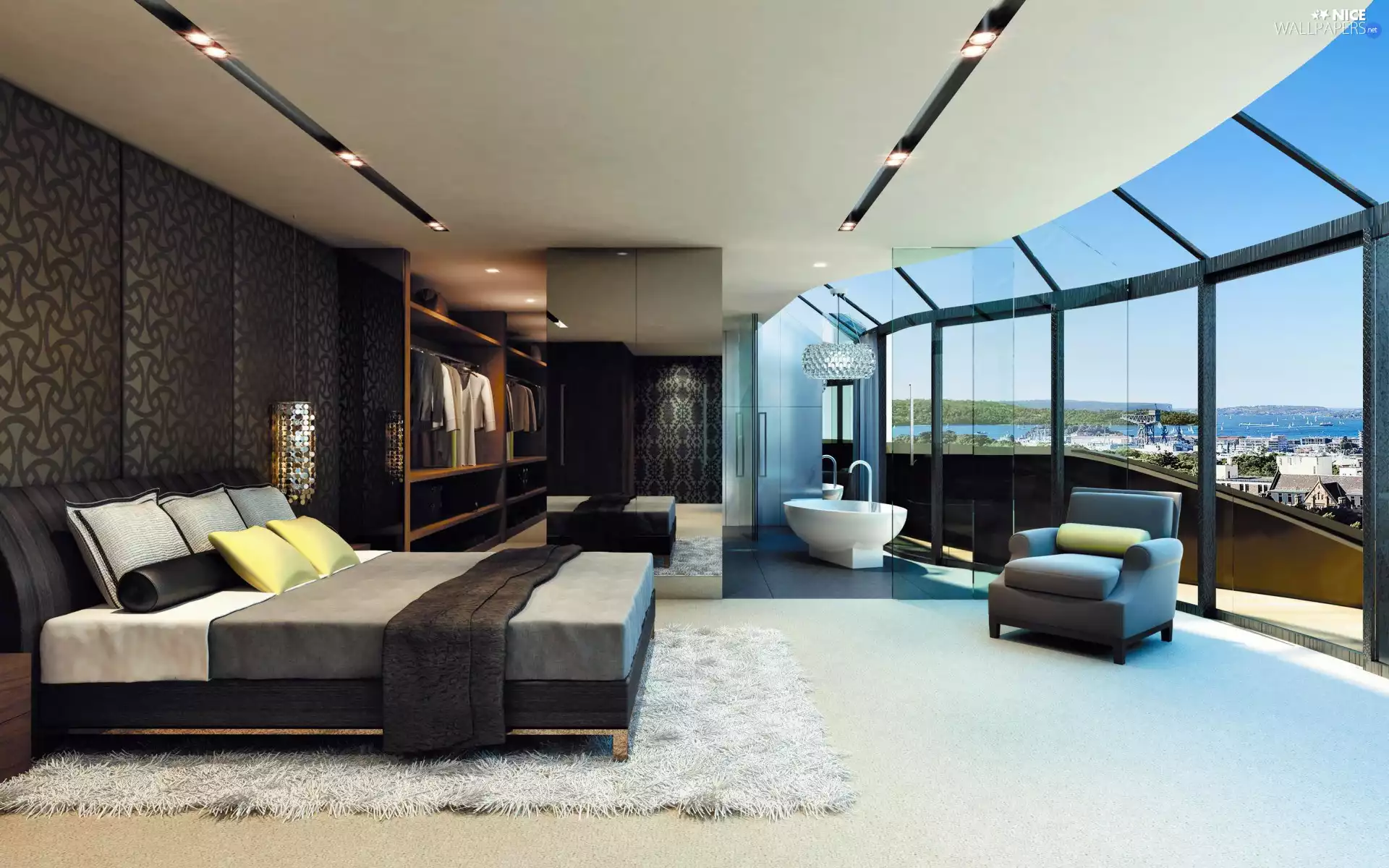 Bedroom, Window, View, Modern