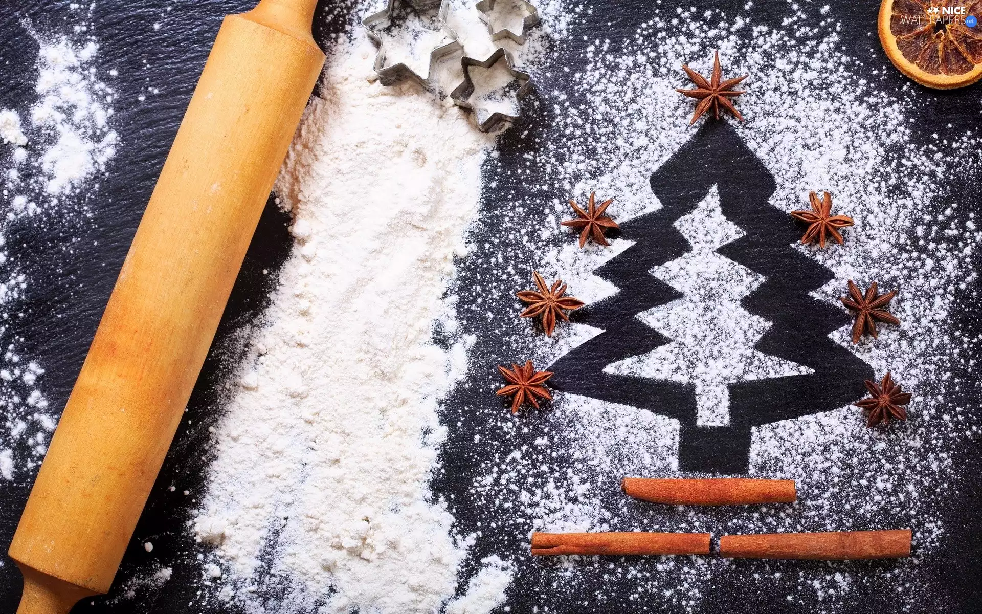 cinnamon, flour, ##, molds, anise, christmas tree