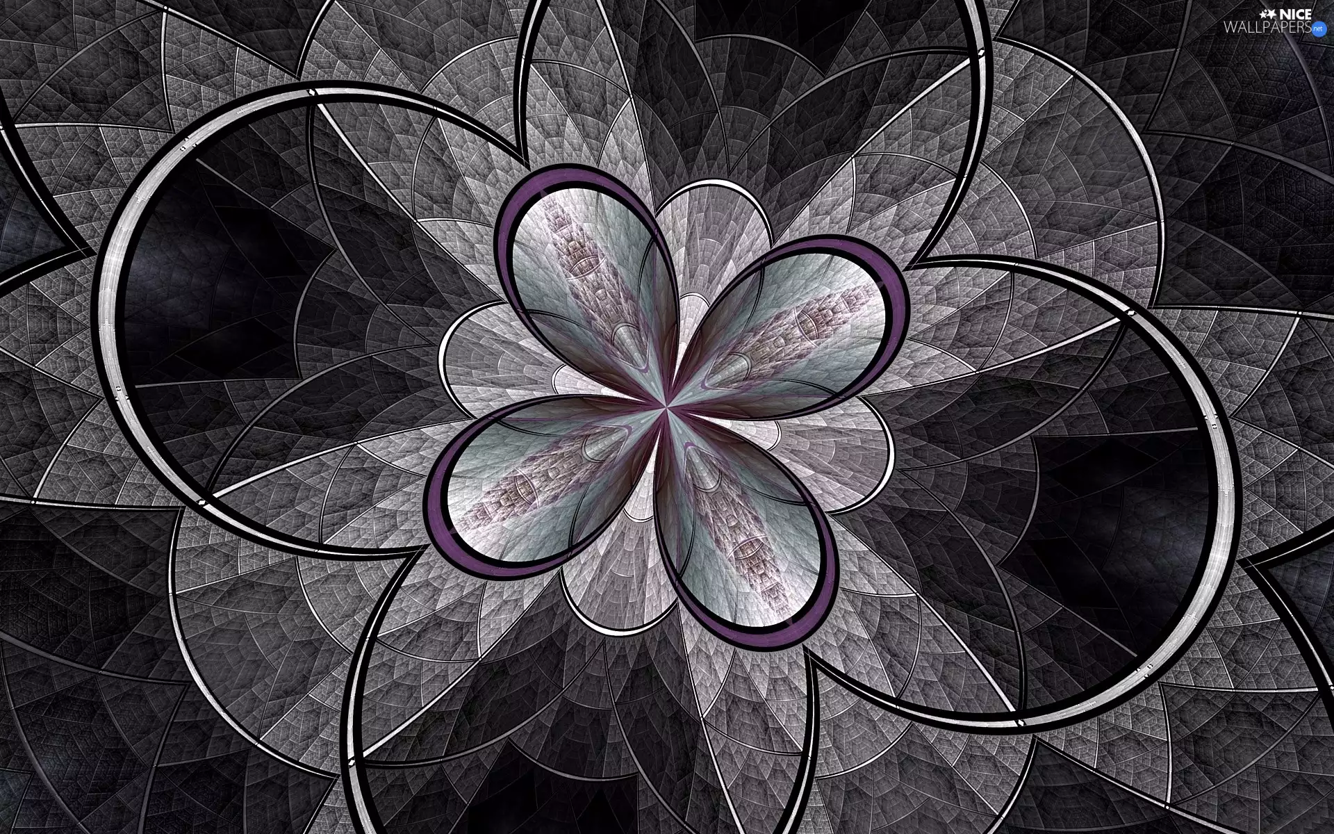 Gray, Mosaic, abstraction, Colourfull Flowers