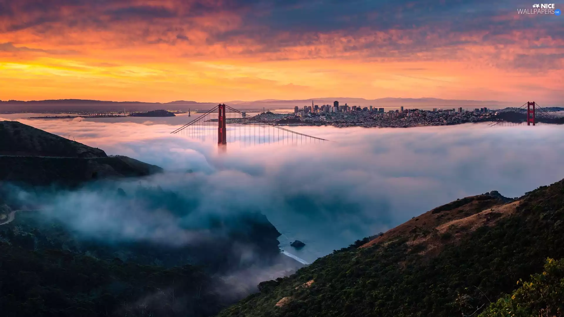 Most Golden Gate Bridge, California, The United States, Fog