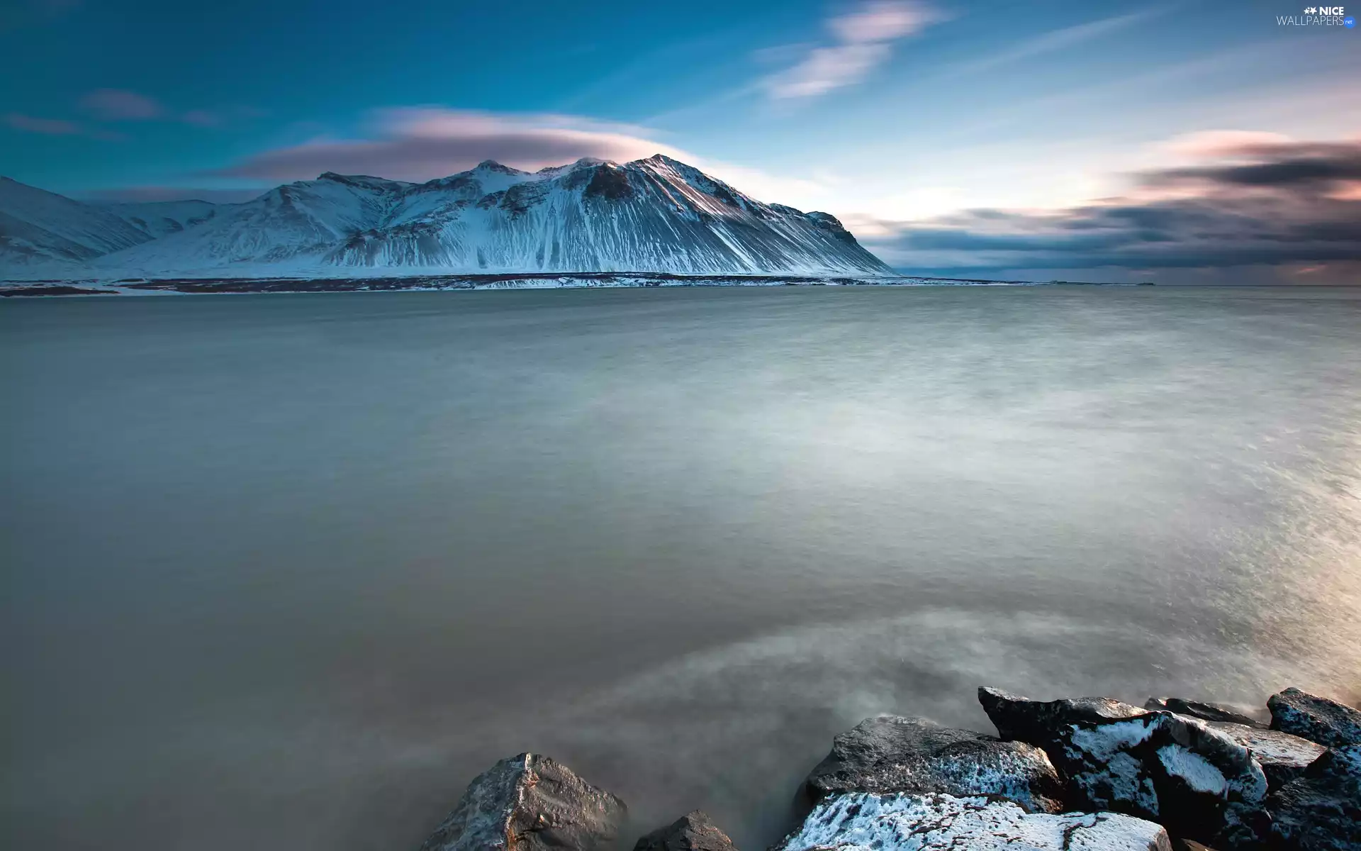 Canada, Mountains, Abraham Lake, Snowy