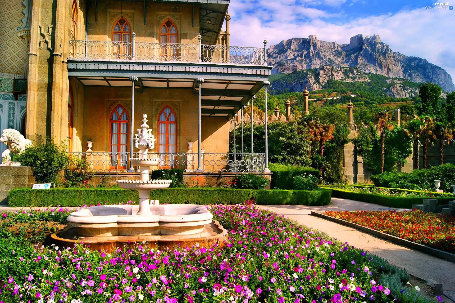 Aristocratic, Garden, Mountains, house