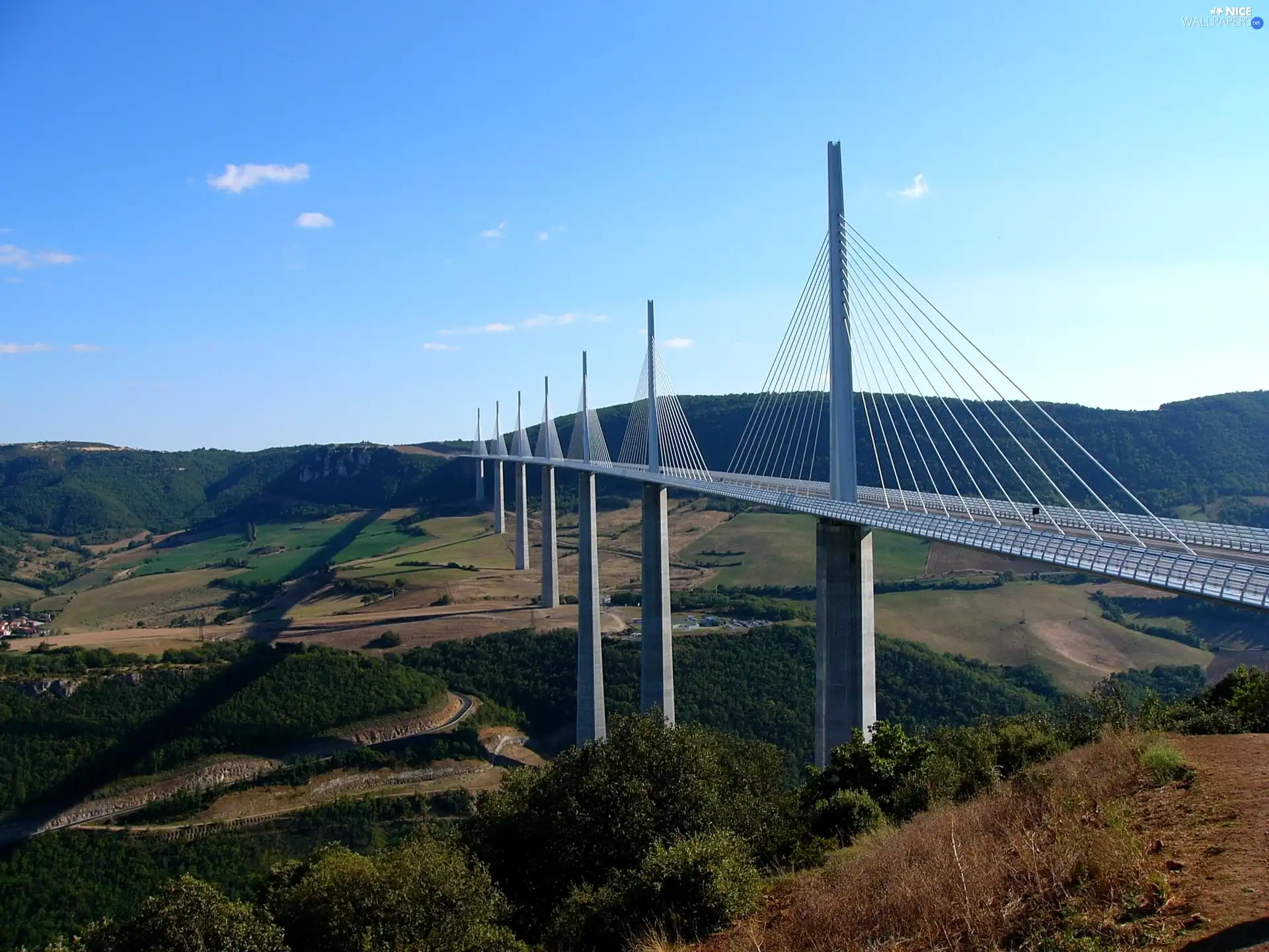 bridge, Mountains