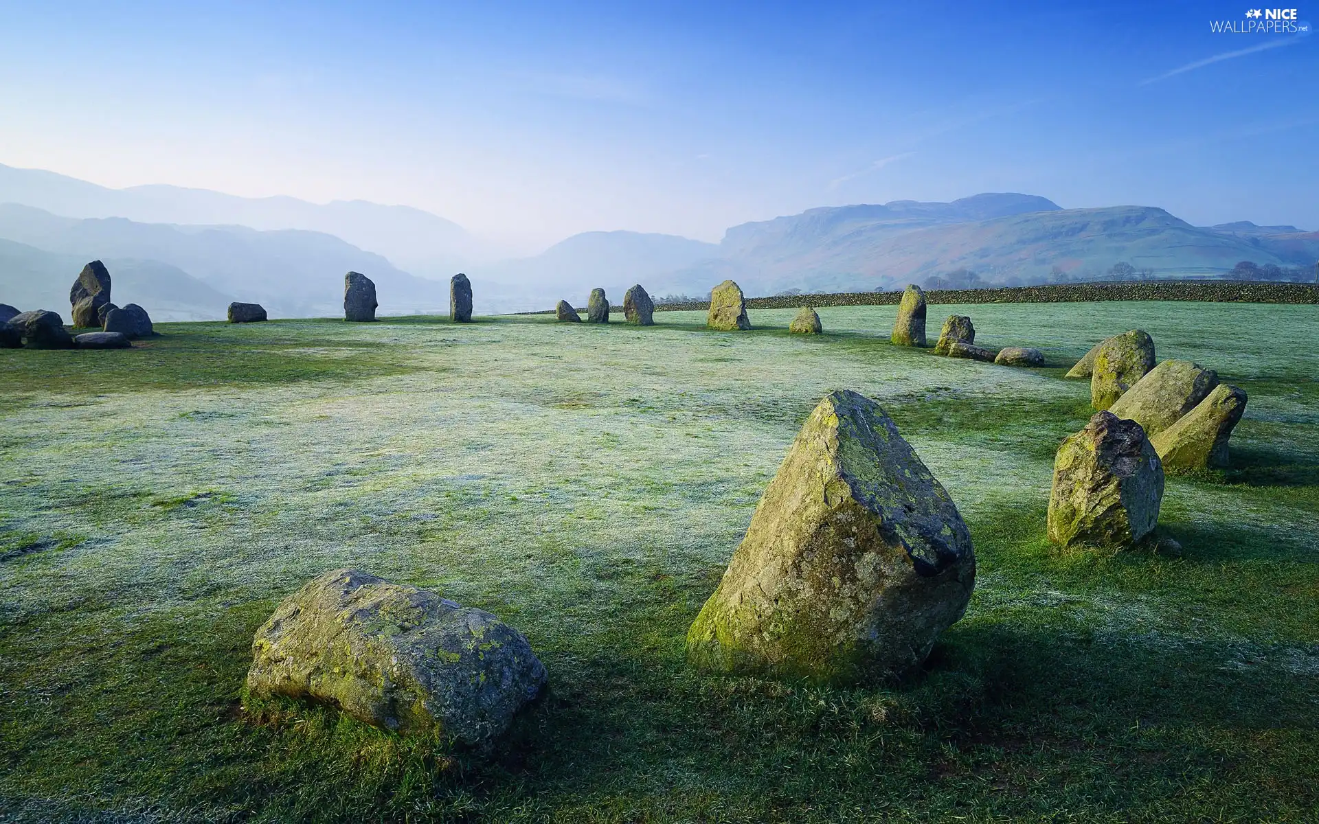 Mountains, Stones, grass